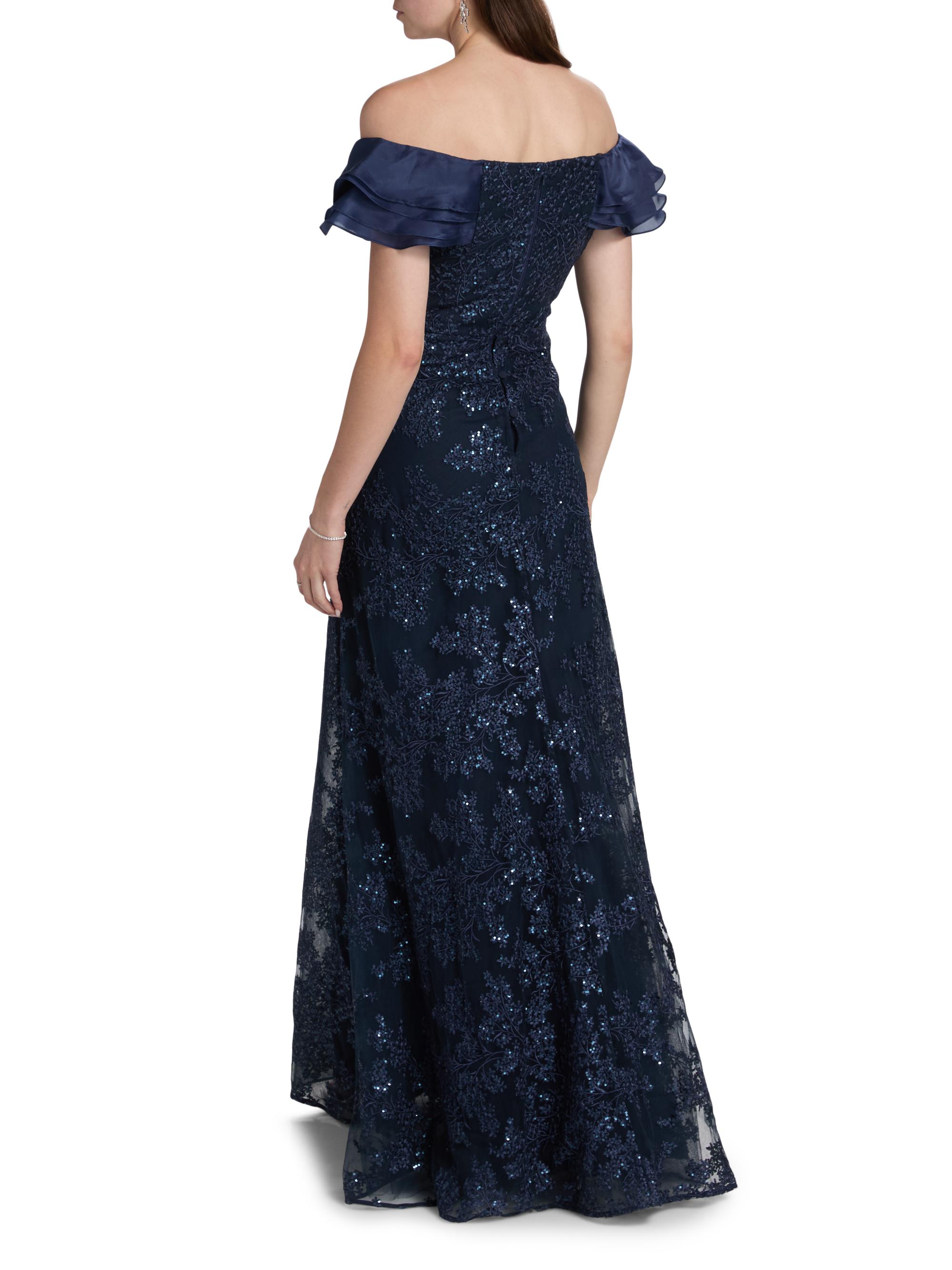 Mother Dresses Teri Jon By Rickie Freeman Lace Dress Teri Jon Off The  Shoulder Embroidered Tulle