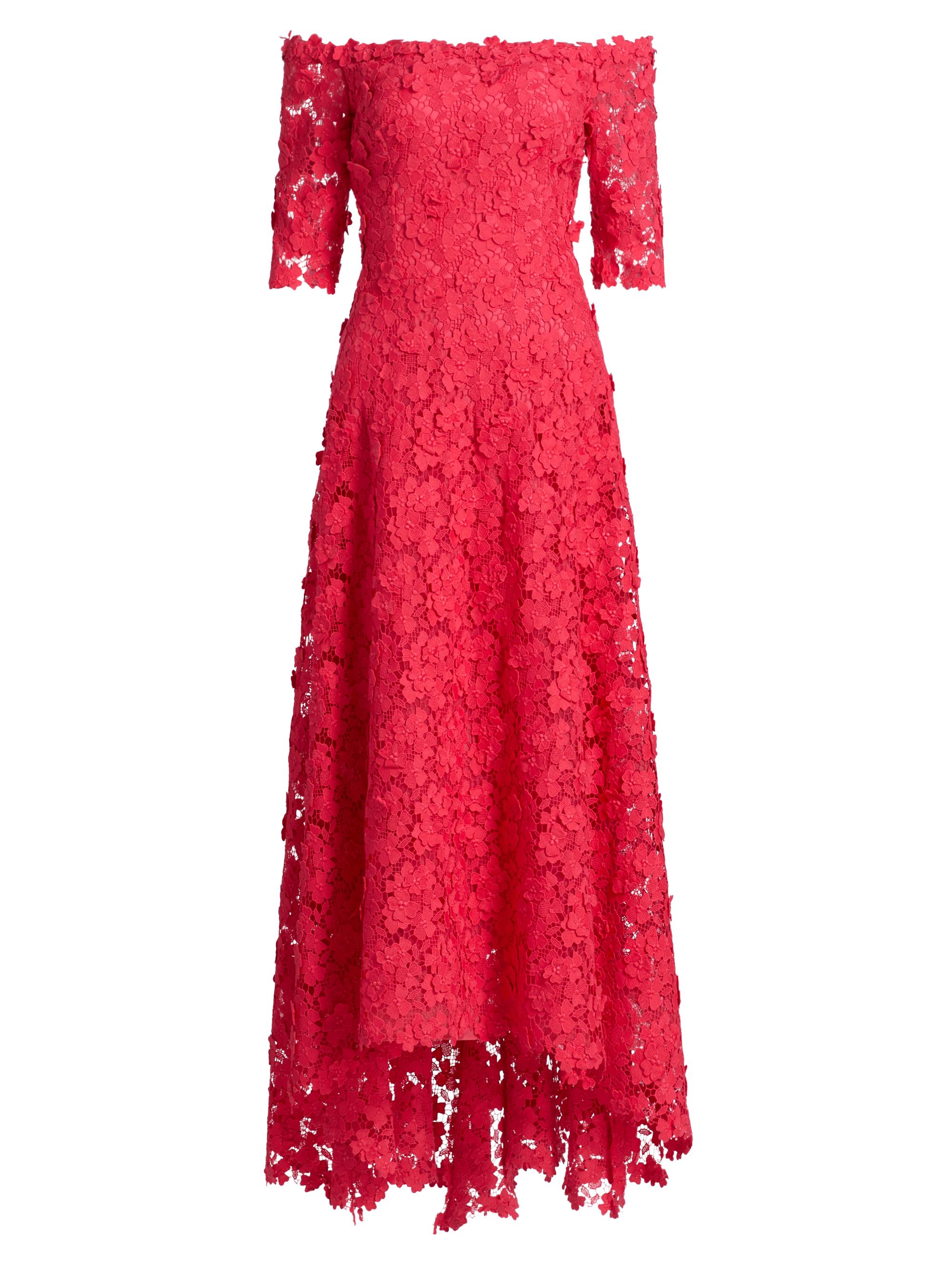 Teri Jon by Rickie Freeman Women's Lace Off-The-Shoulder Gown - Tomato