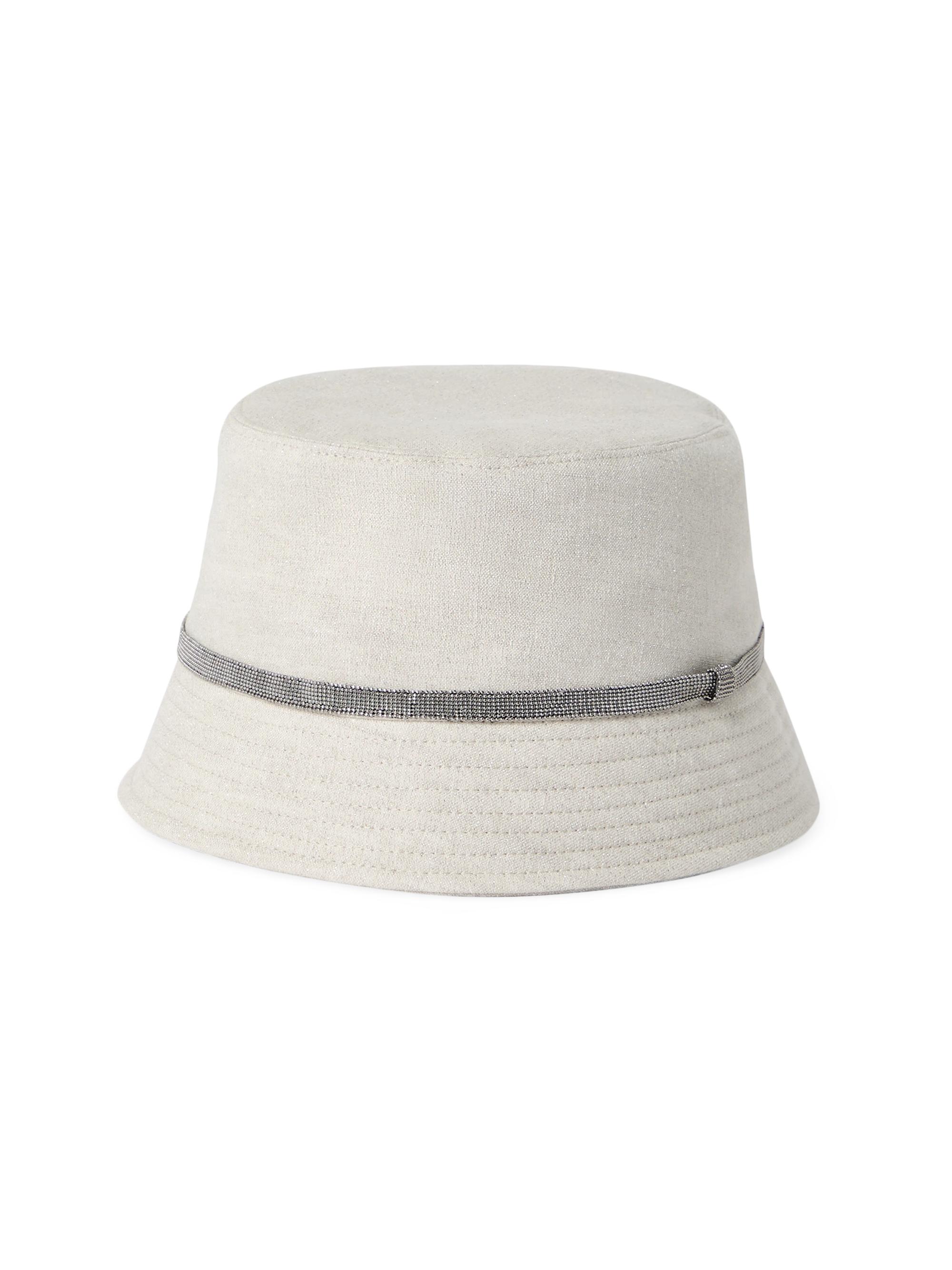 Brunello Cucinelli Women's Linen Sparkling Canvas Bucket Hat with Shiny Band - Cool Beige