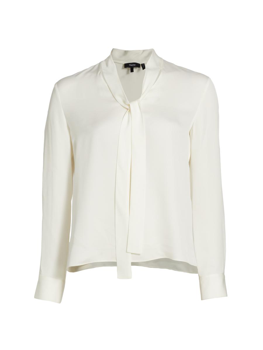 Shop Theory Silk Tie-Neck Blouse | Saks Fifth Avenue
