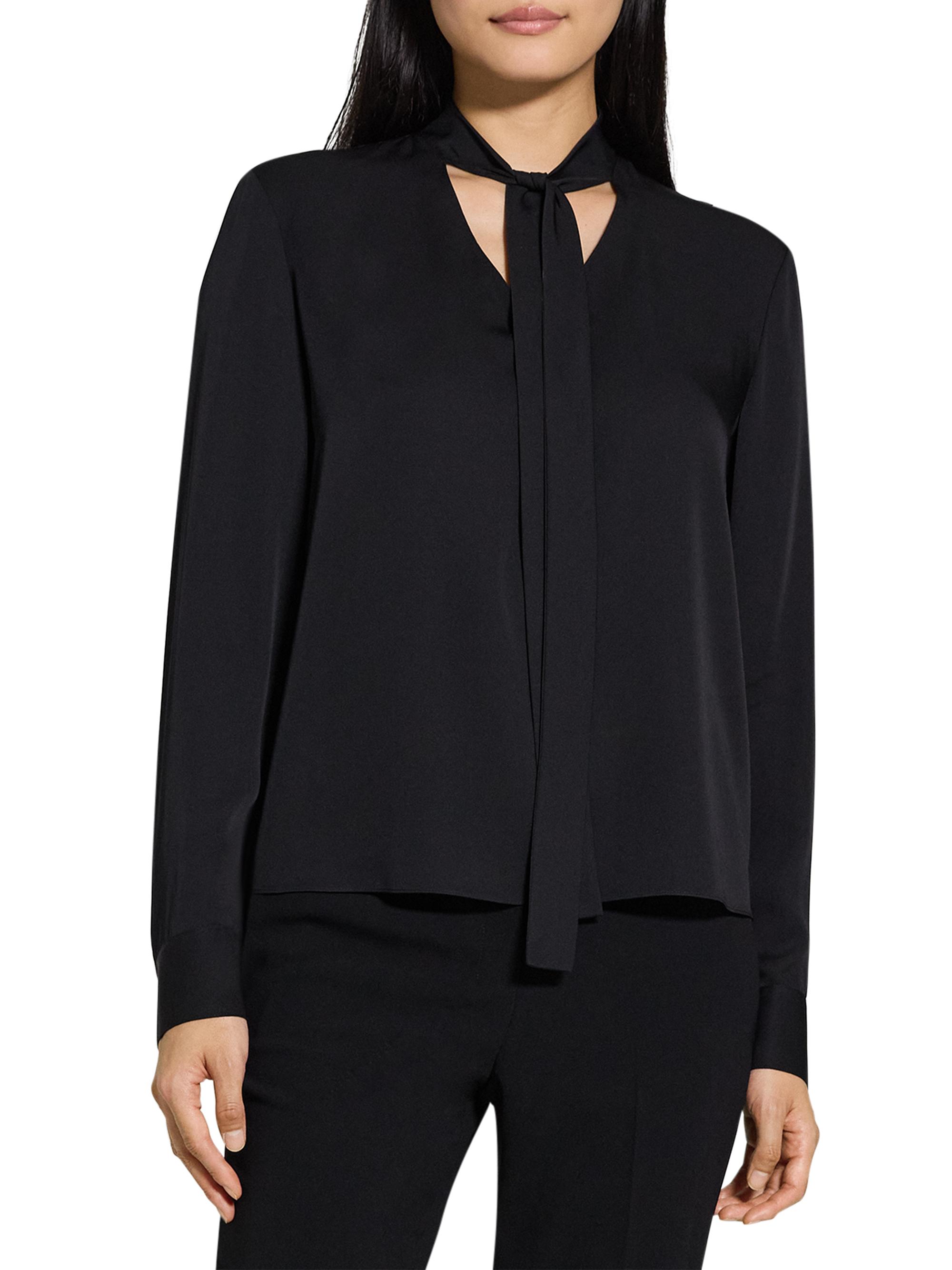 Theory Silk Tie-Neck Blouse | Saks Fifth Avenue
