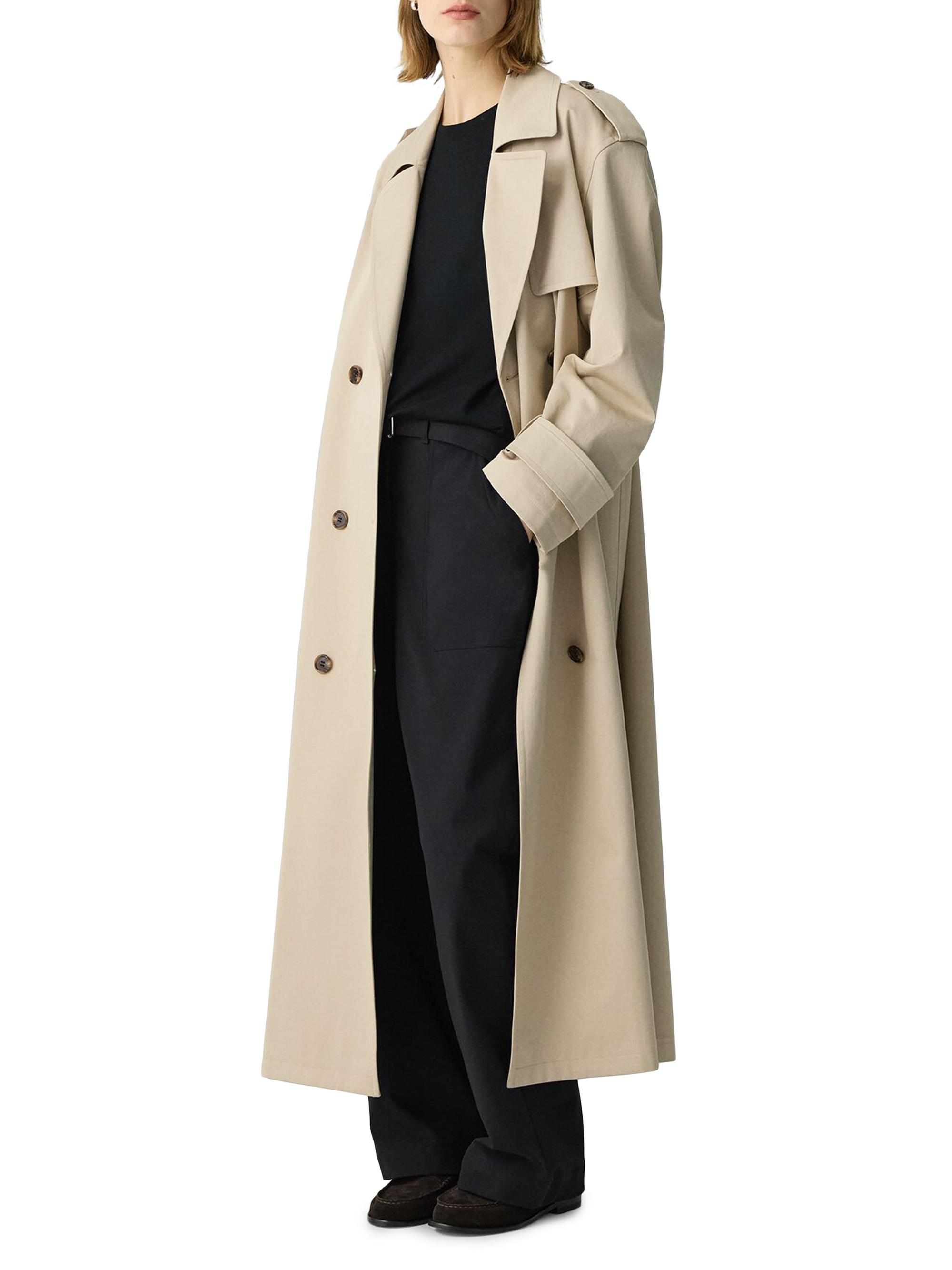 Theory Cotton Oversized Double-Breasted Trench Coat | Saks