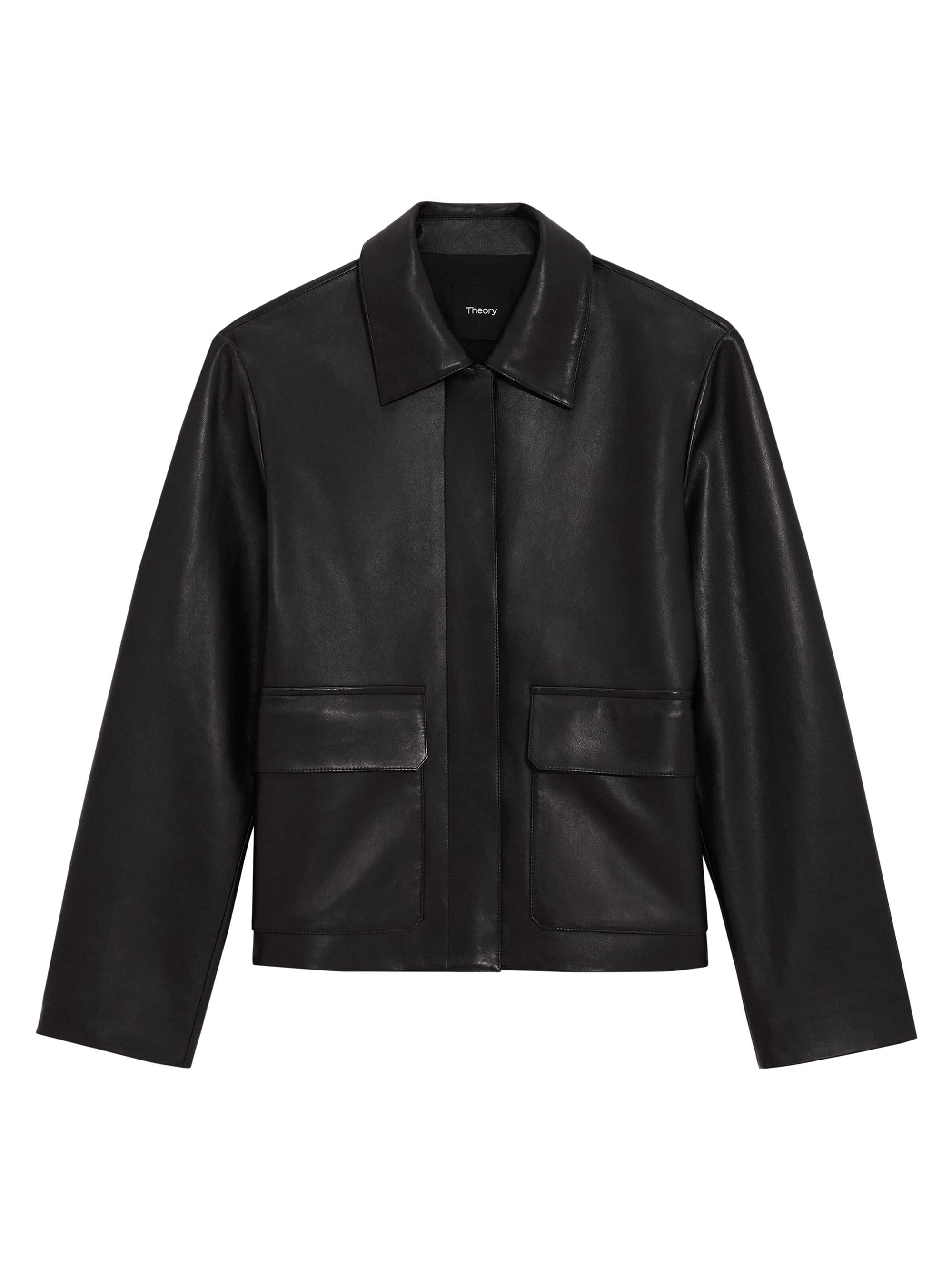 Theory Leather Boxy Patch Jacket | Saks Fifth Avenue