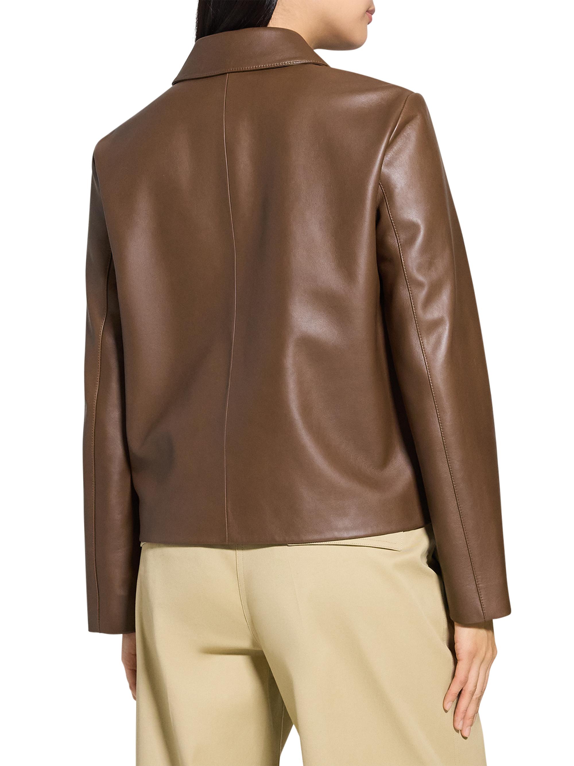 Theory Leather Boxy Patch Jacket | Saks Fifth Avenue
