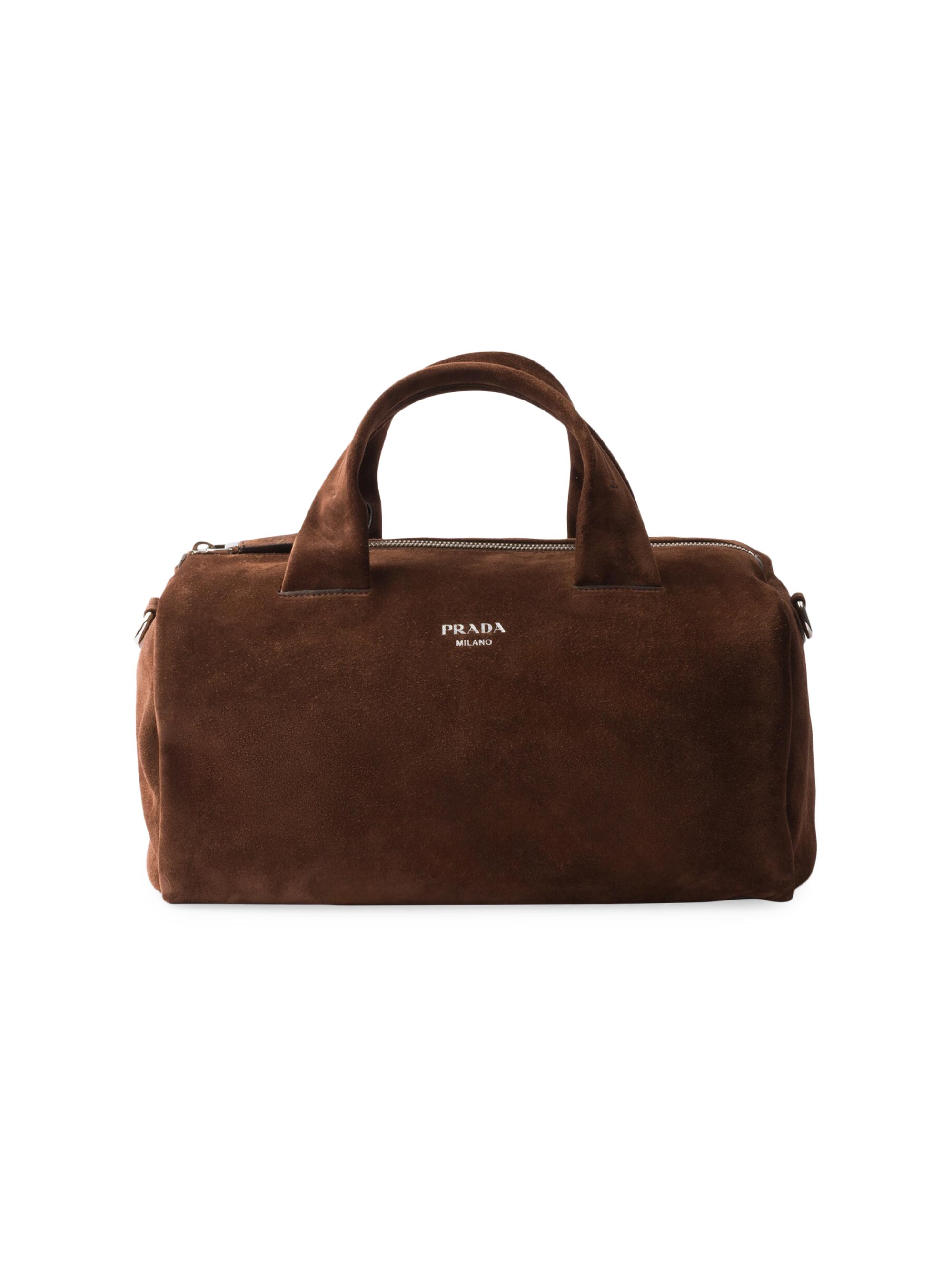 Prada Men's Suede Duffle Bag - Brown