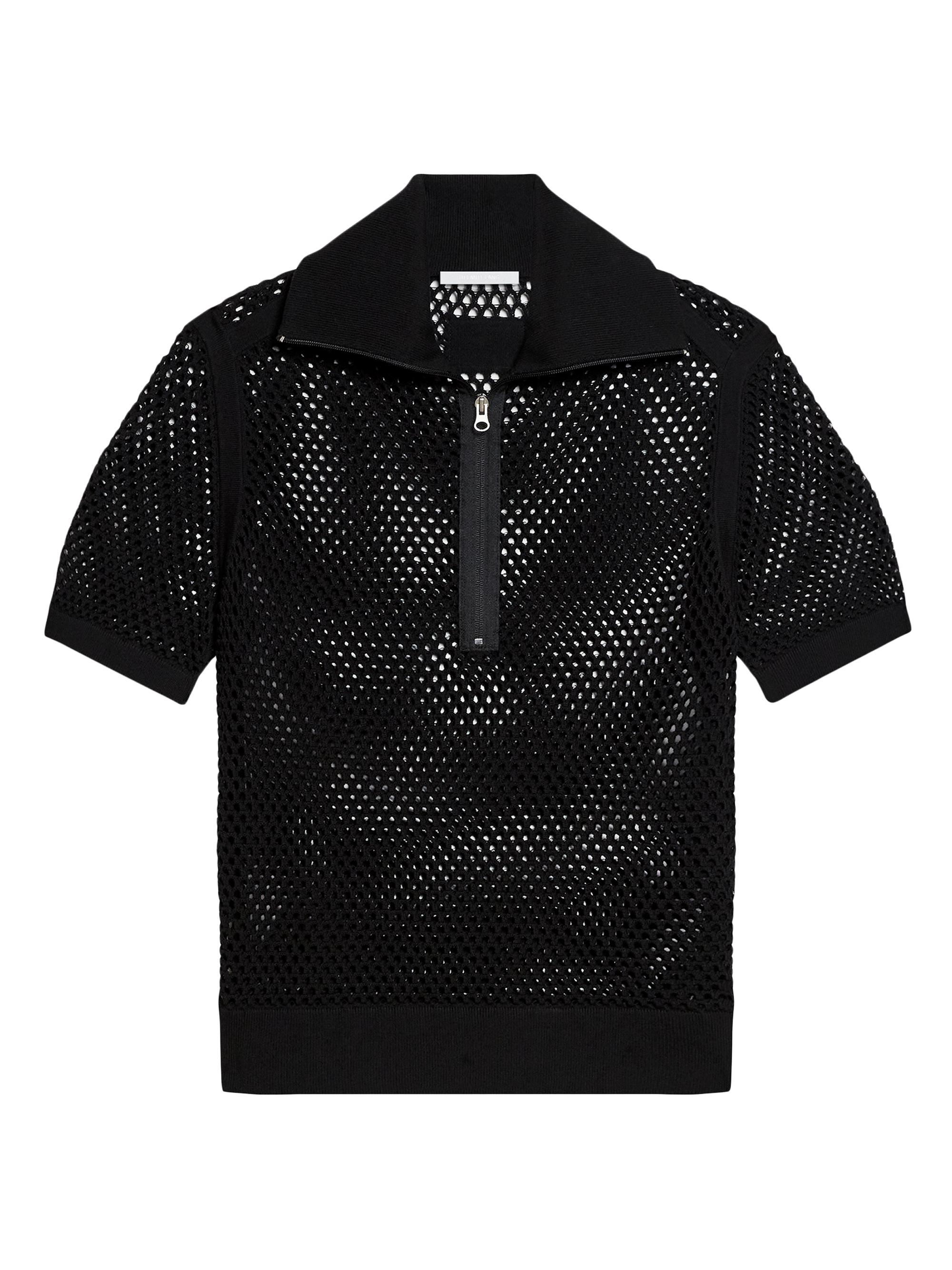 Helmut Lang Men's Mesh Quarter-Zip Shirt - Black