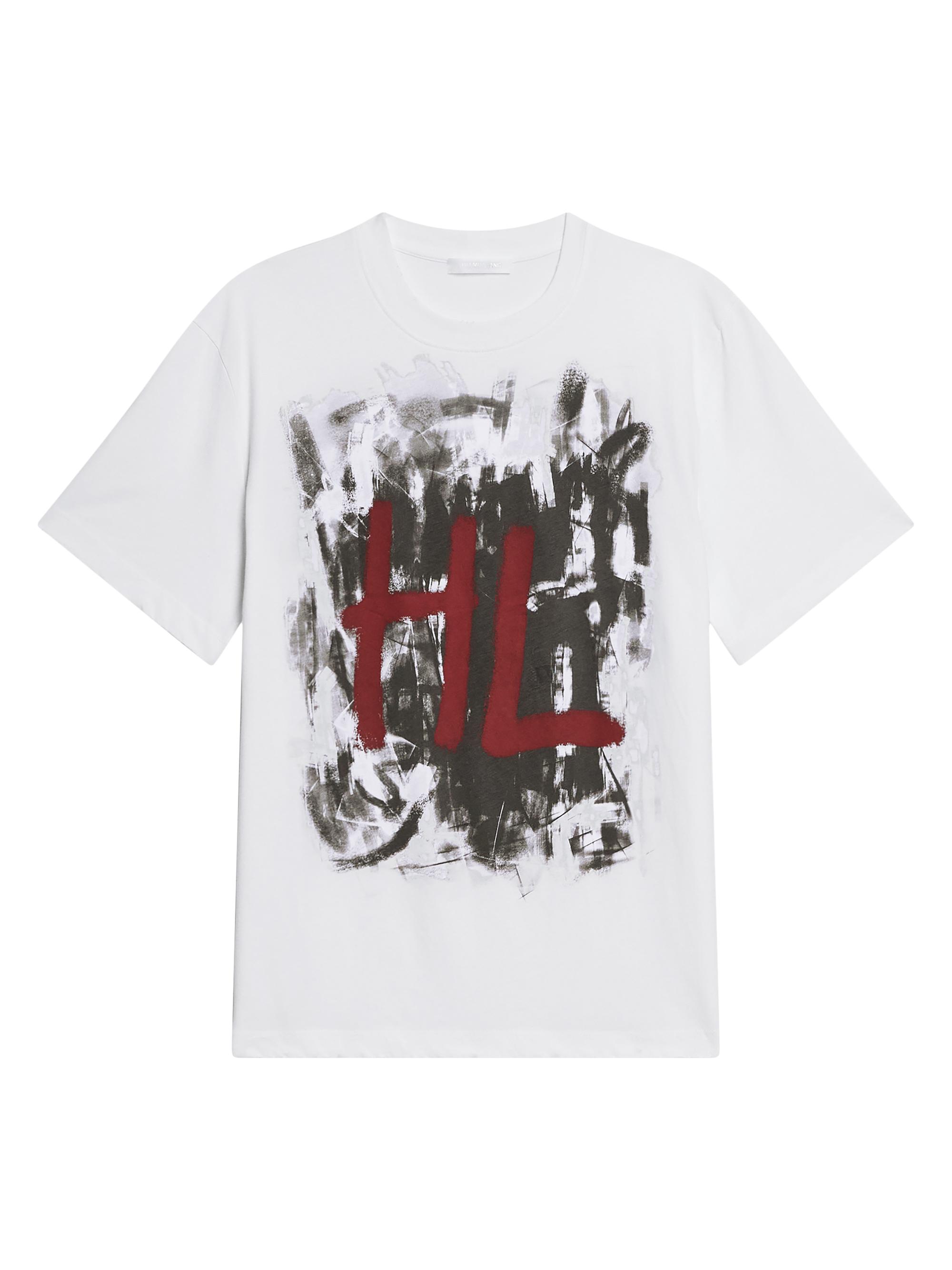 Helmut Lang Men's Scribble Cotton Crewneck T-Shirt - White Black