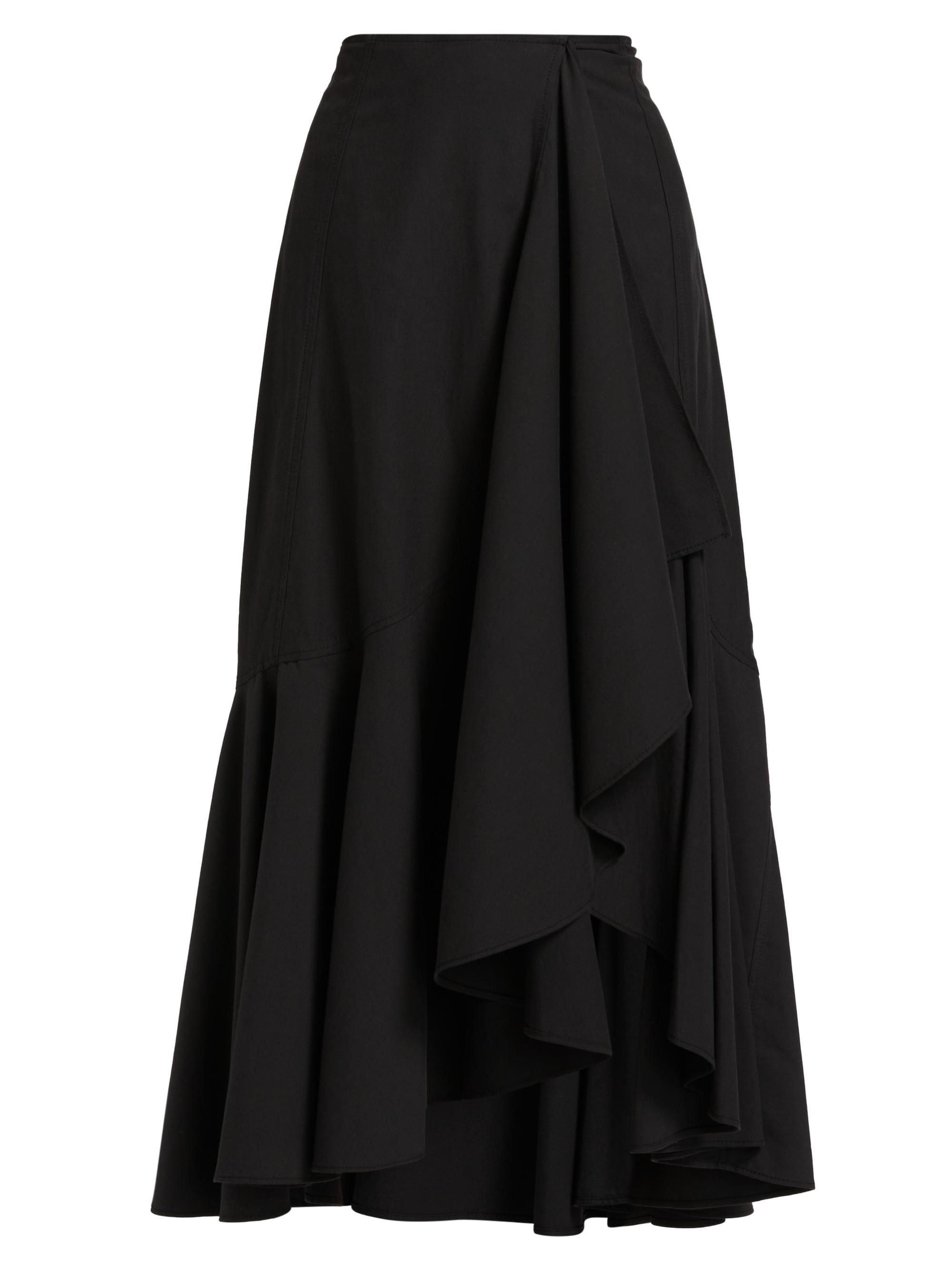 Ulla Johnson Women's Sabina Ruffled Cotton-Blend Midi-Skirt - Noir