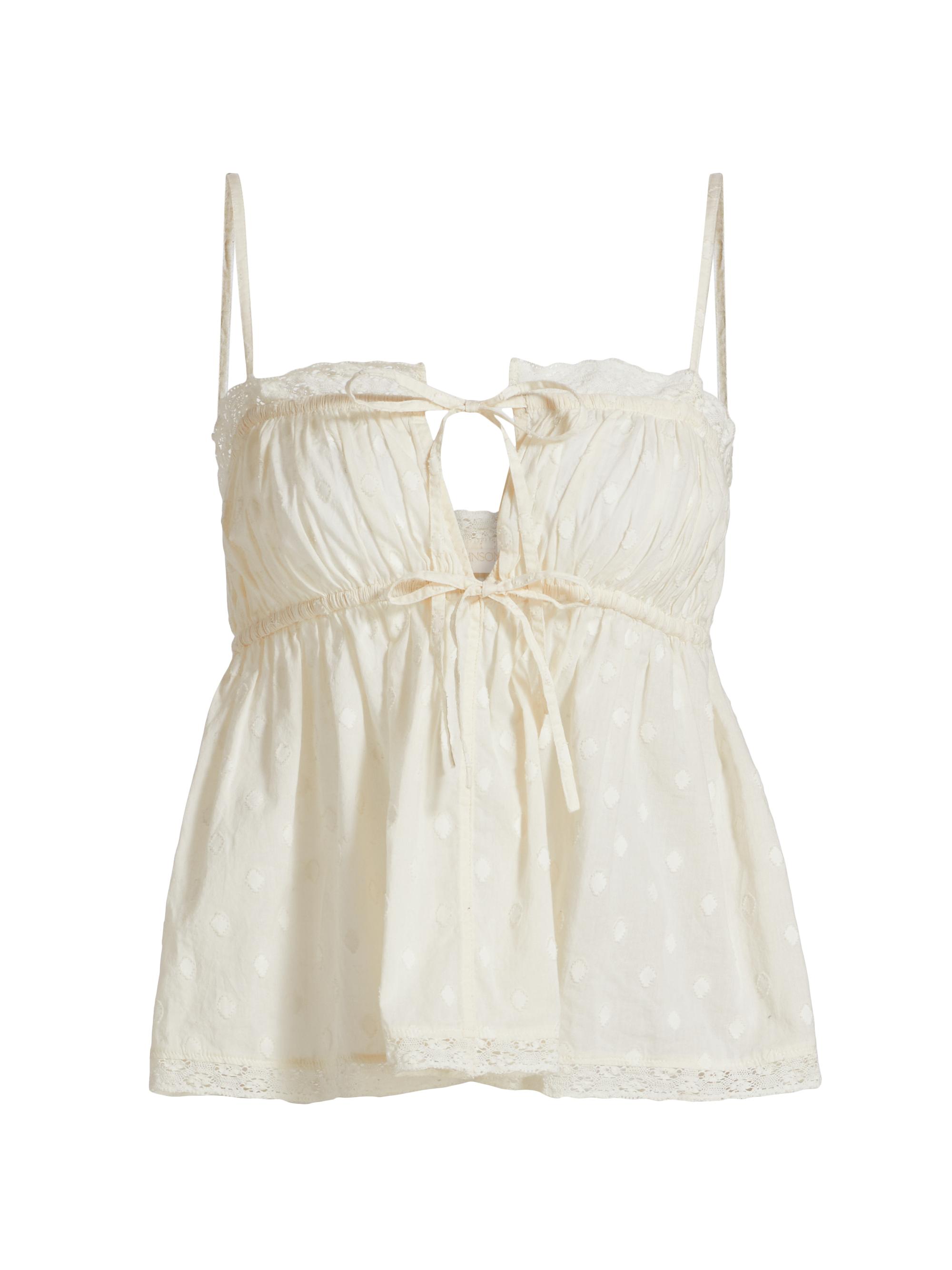 Ulla Johnson Women's Quinn Clipped Dot Cotton Top - Pristine