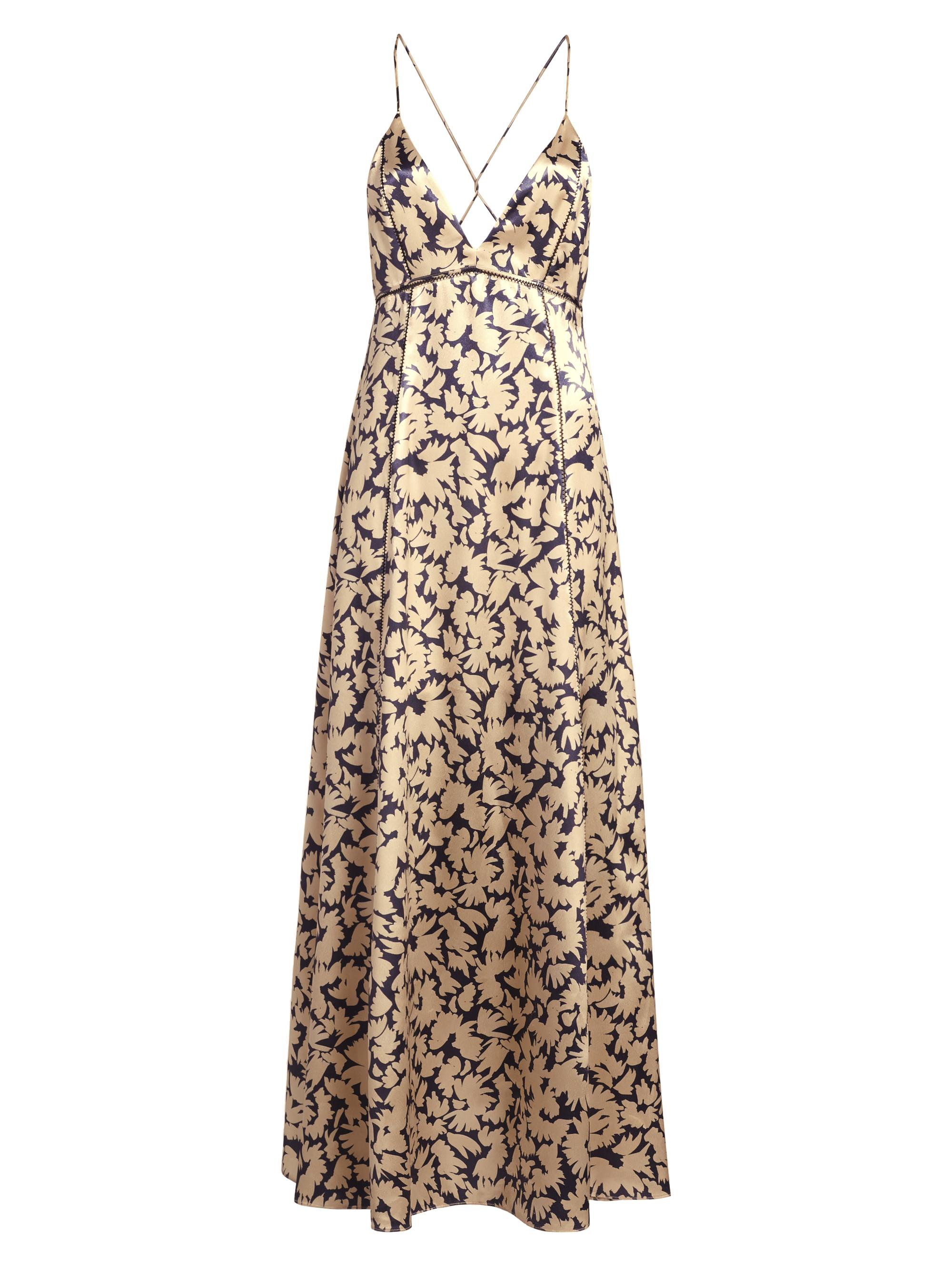 Ulla Johnson Women's Evie Printed Satin Cross-Back Maxi Dress - Magnolia
