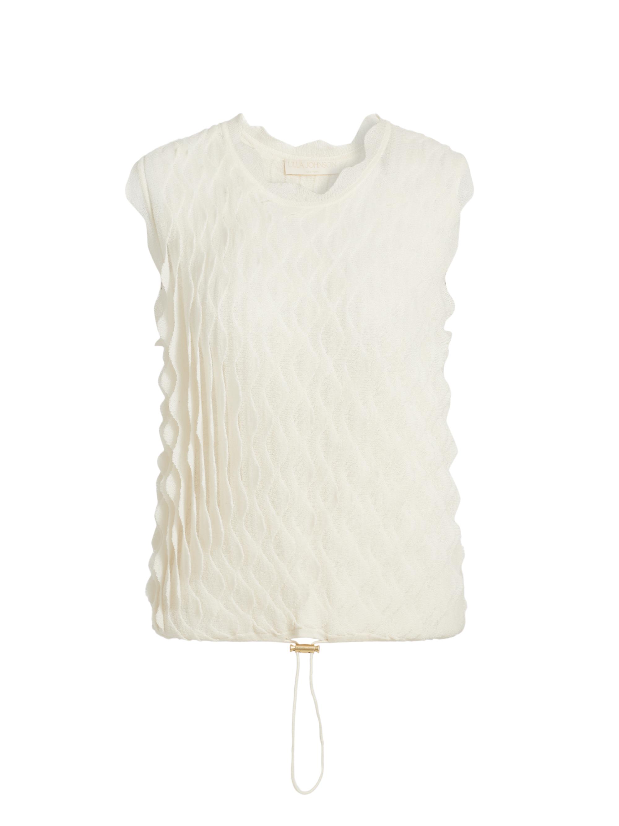 Ulla Johnson Women's Maelys Scallop Ruffle Knit Top - Pristine