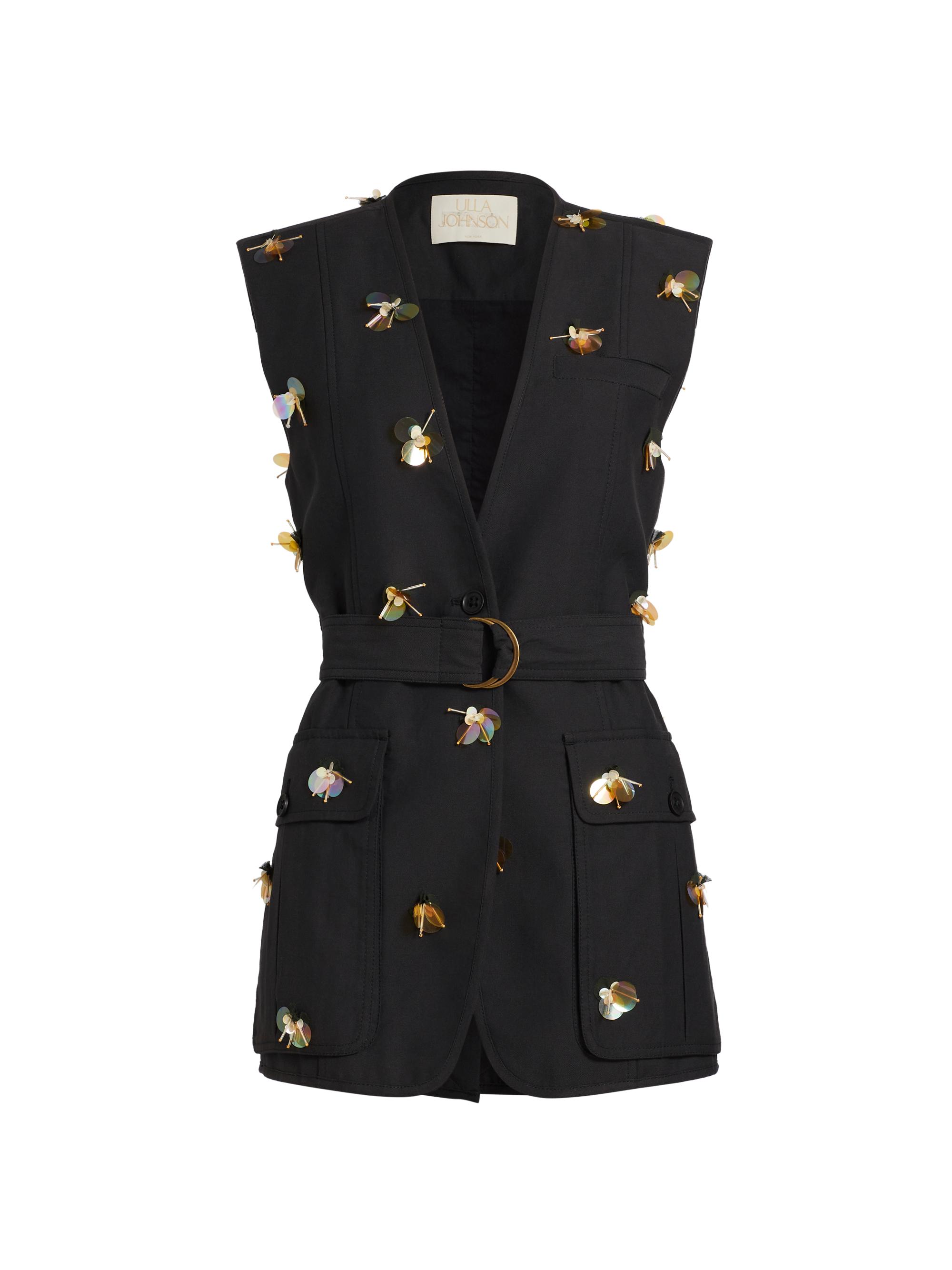 Ulla Johnson Women's Twyla Sequined Cotton-Blend Belted Vest - Noir