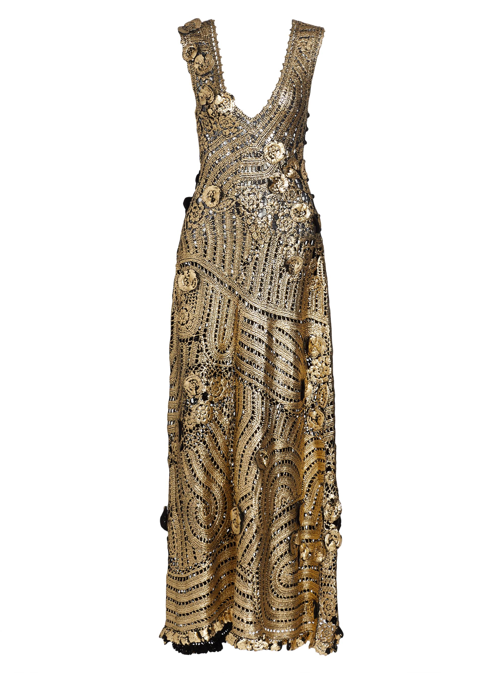 Ulla Johnson Women's Evelyn Metallic Crochet Gown - Goldfoil