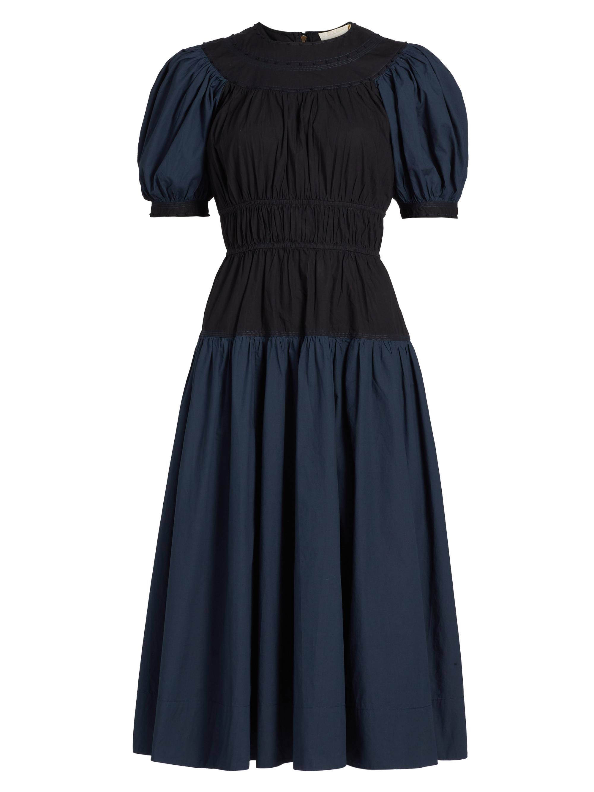 Ulla Johnson Women's Marte Colorblocked Cotton Poplin Dress - Twilight Colorblock