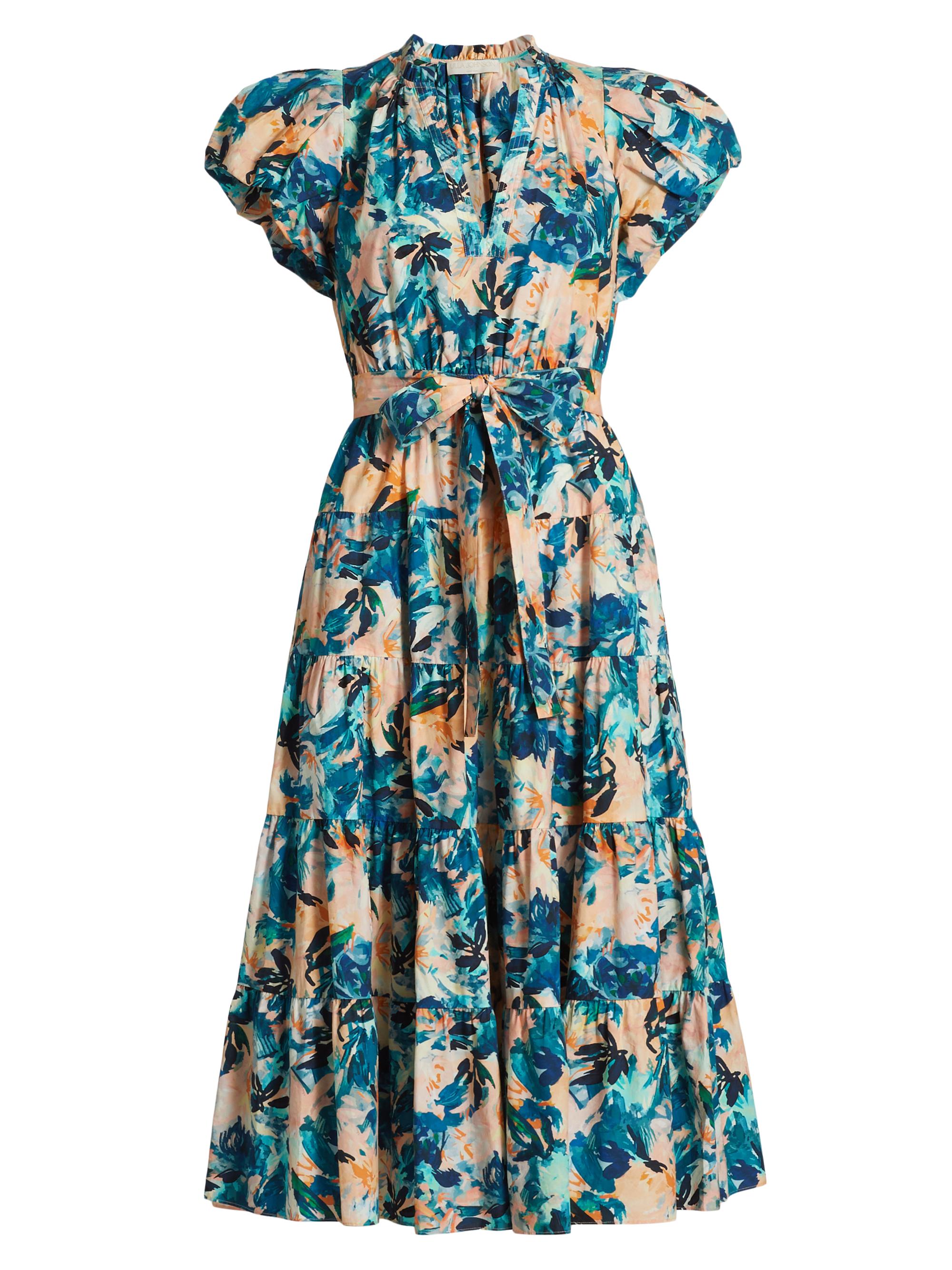 Ulla Johnson Women's Ottilie Floral Cotton Midi-Dress - Delphinium