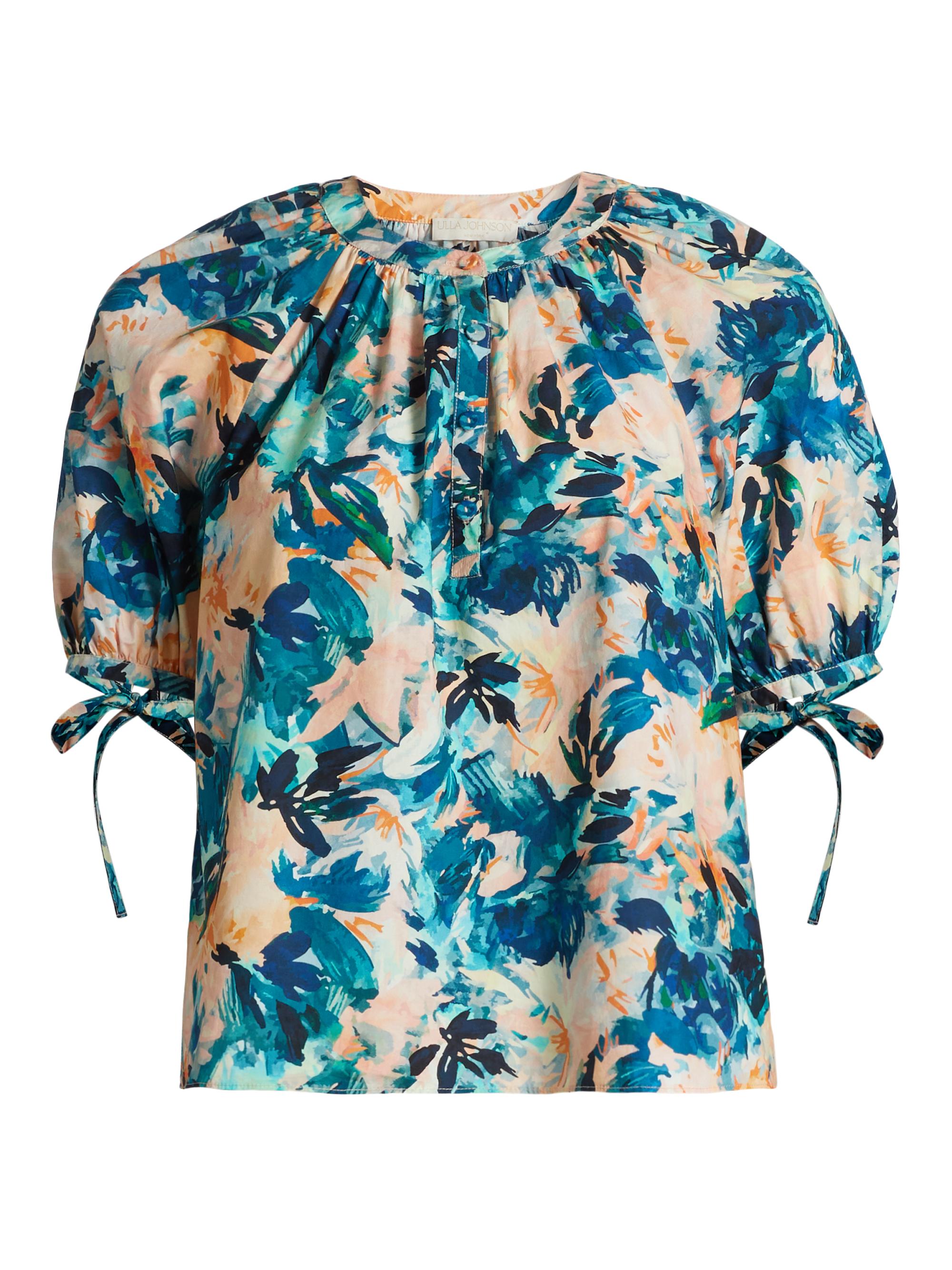 Ulla Johnson Women's Vienne Floral Cotton Blouse - Delphinium