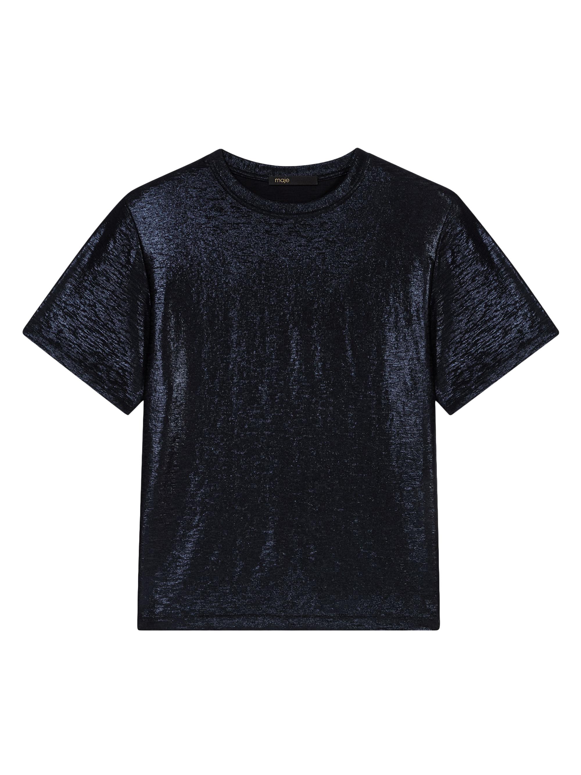 Maje Women's Lame T-Shirt - Black Glitter