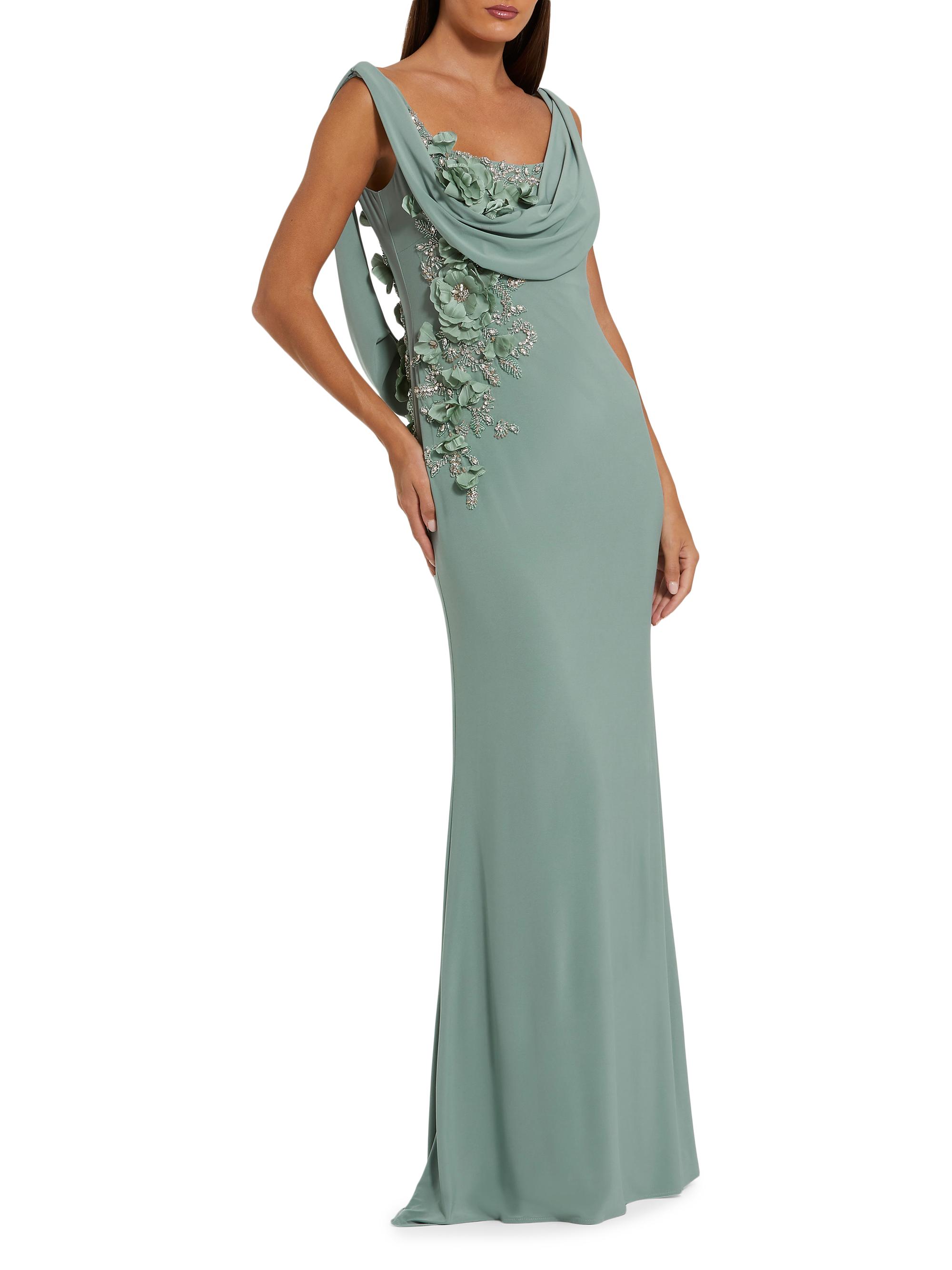 Mac Duggal Women's Evening Beaded Jersey Sleeveless Gown - Sage