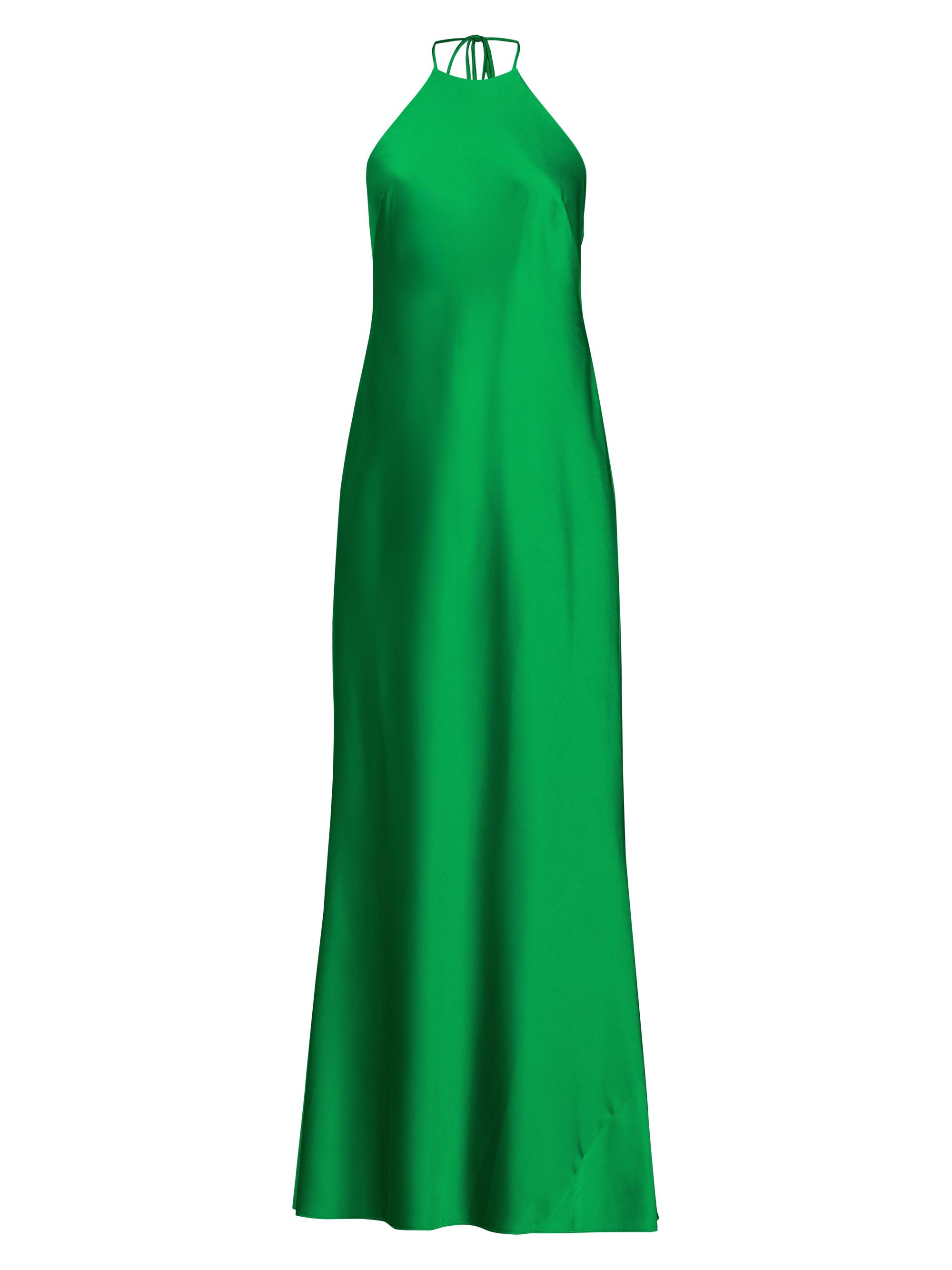 Liv Foster Women's Halter A-Line Satin Maxi Dress - Verde