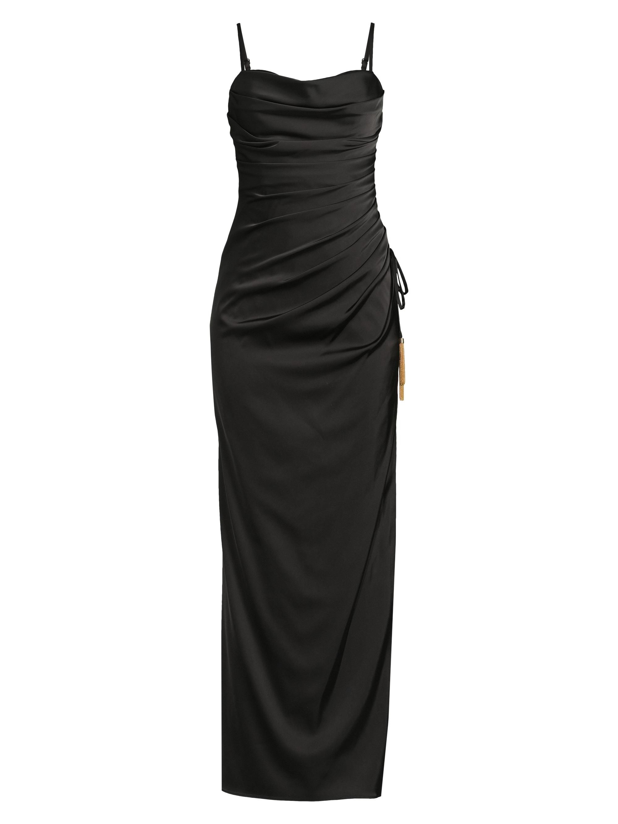 Liv Foster Women's Satin Draped Slip Maxi Dress - Black