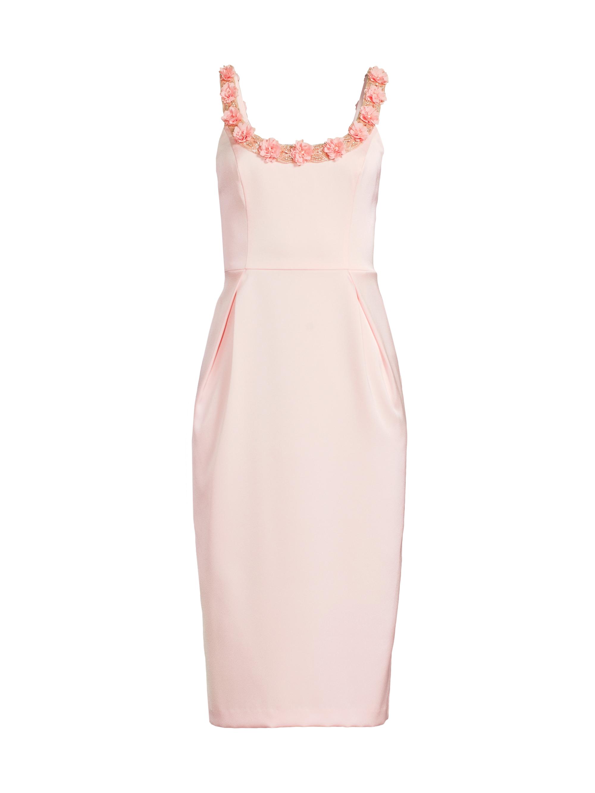 Aidan Mattox Women's Crepe Satin Midi-Dress - Pink Peach