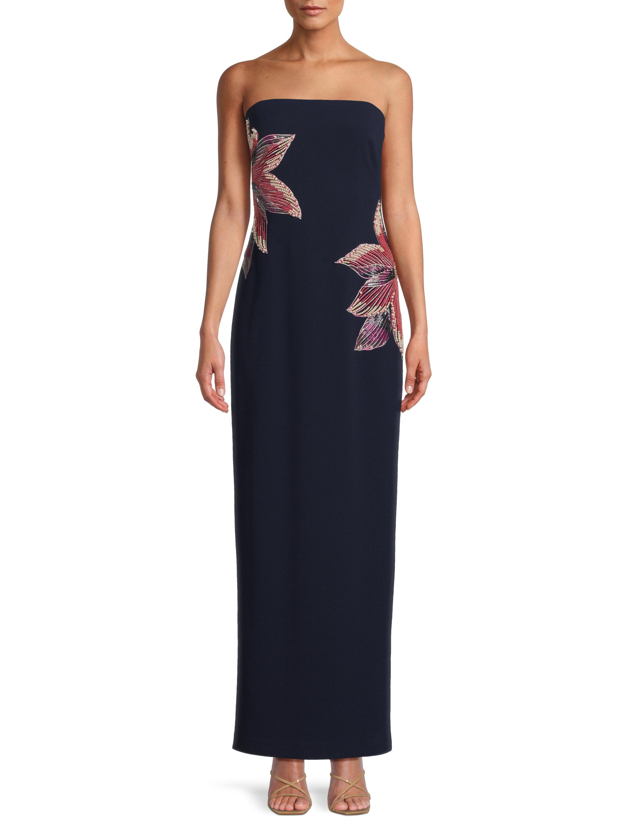 Aidan Mattox Beaded Floral Strapless Column Gown | Saks Fifth Avenue
