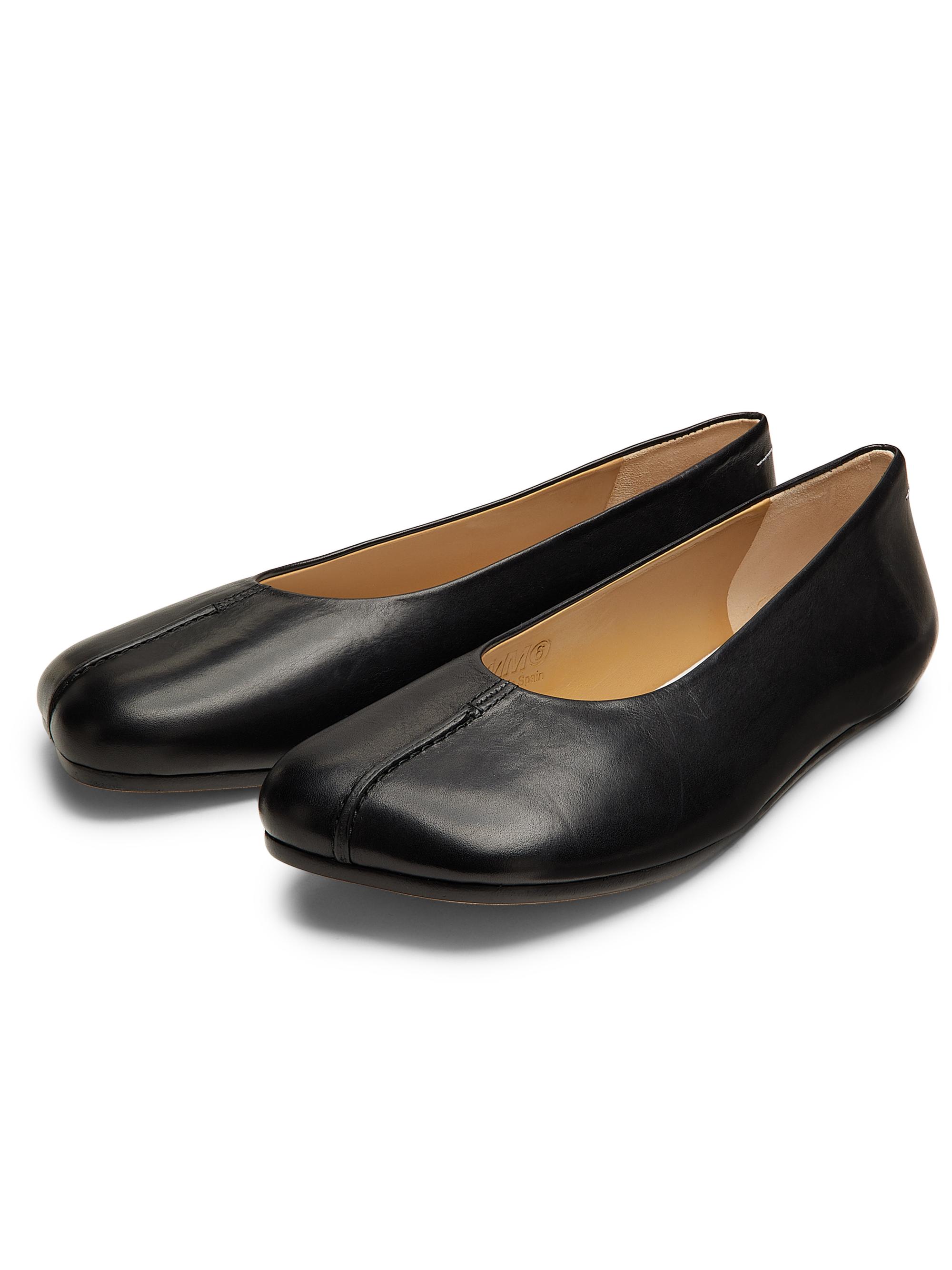 MM6 Maison Margiela Anatomic Front Seam Leather Ballet Flats