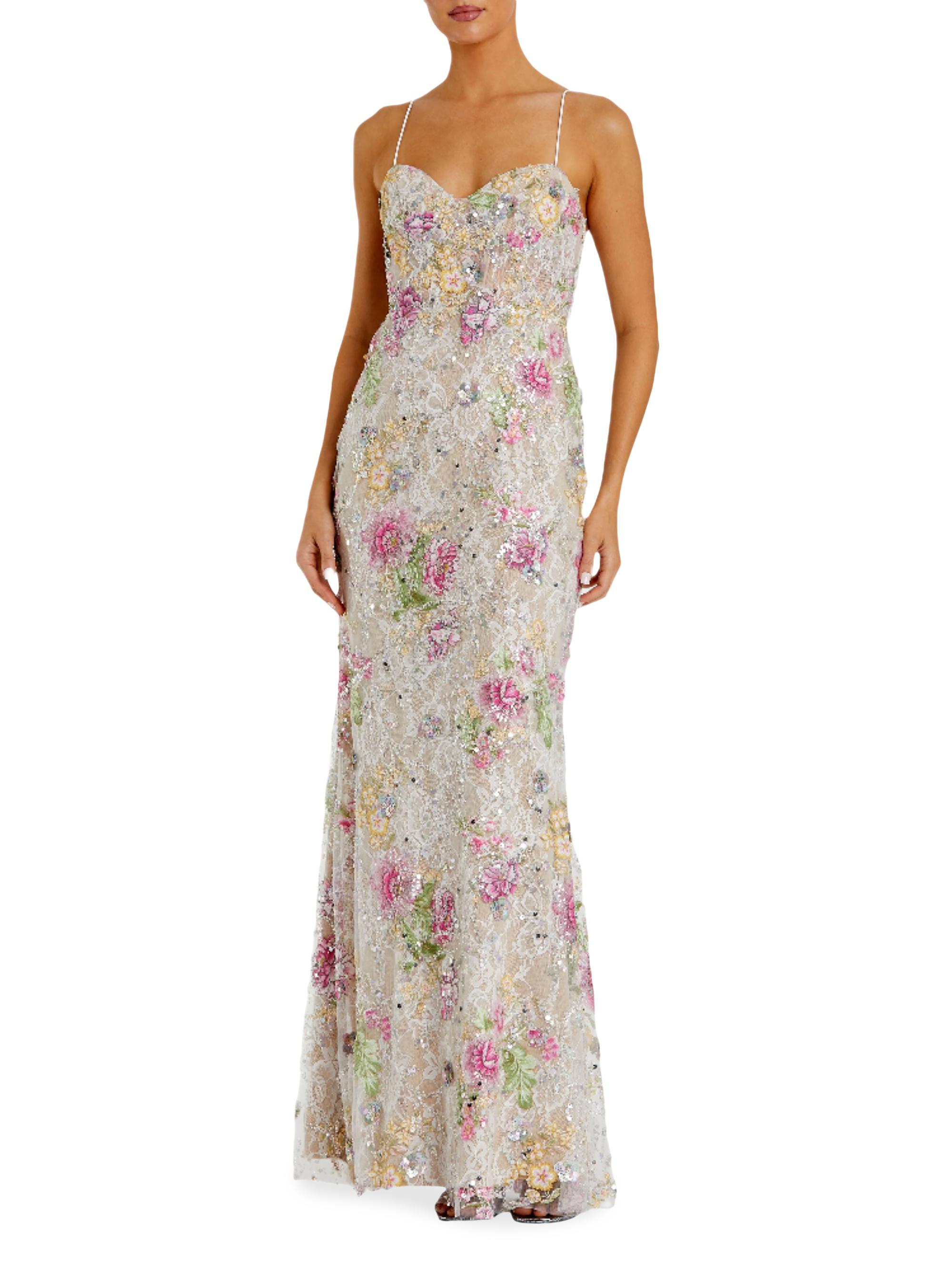 Mac Duggal Prom Floral Sequined Bustier Gown Saks Fifth Avenue