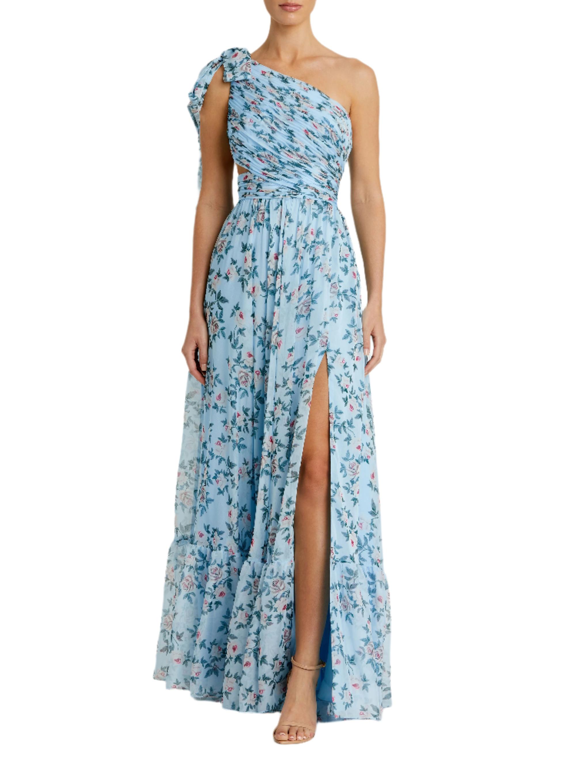 Mac Duggal Women's Ieena Floral Chiffon Gown - Aqua Multi