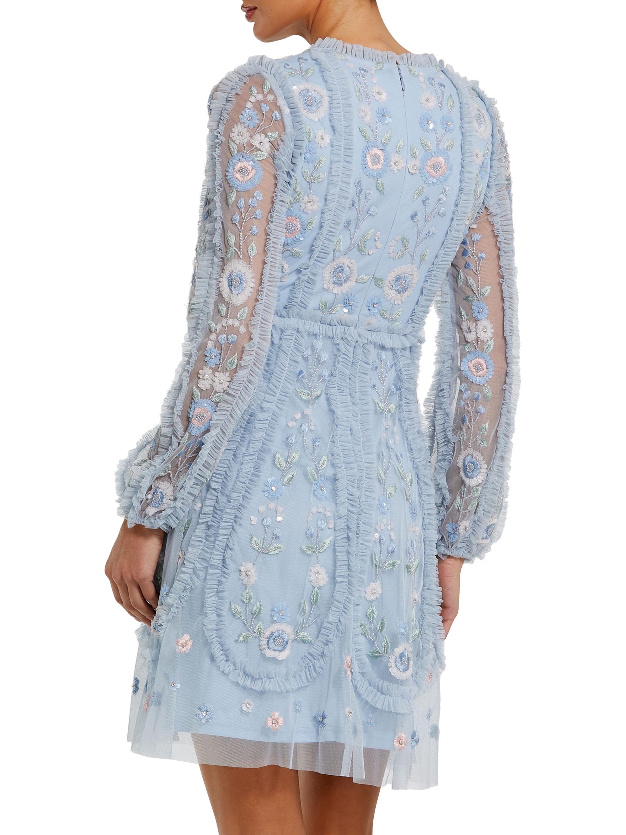 Mac Duggal Cocktail Floral-Embroidered Tulle Minidress | Saks Fifth Avenue