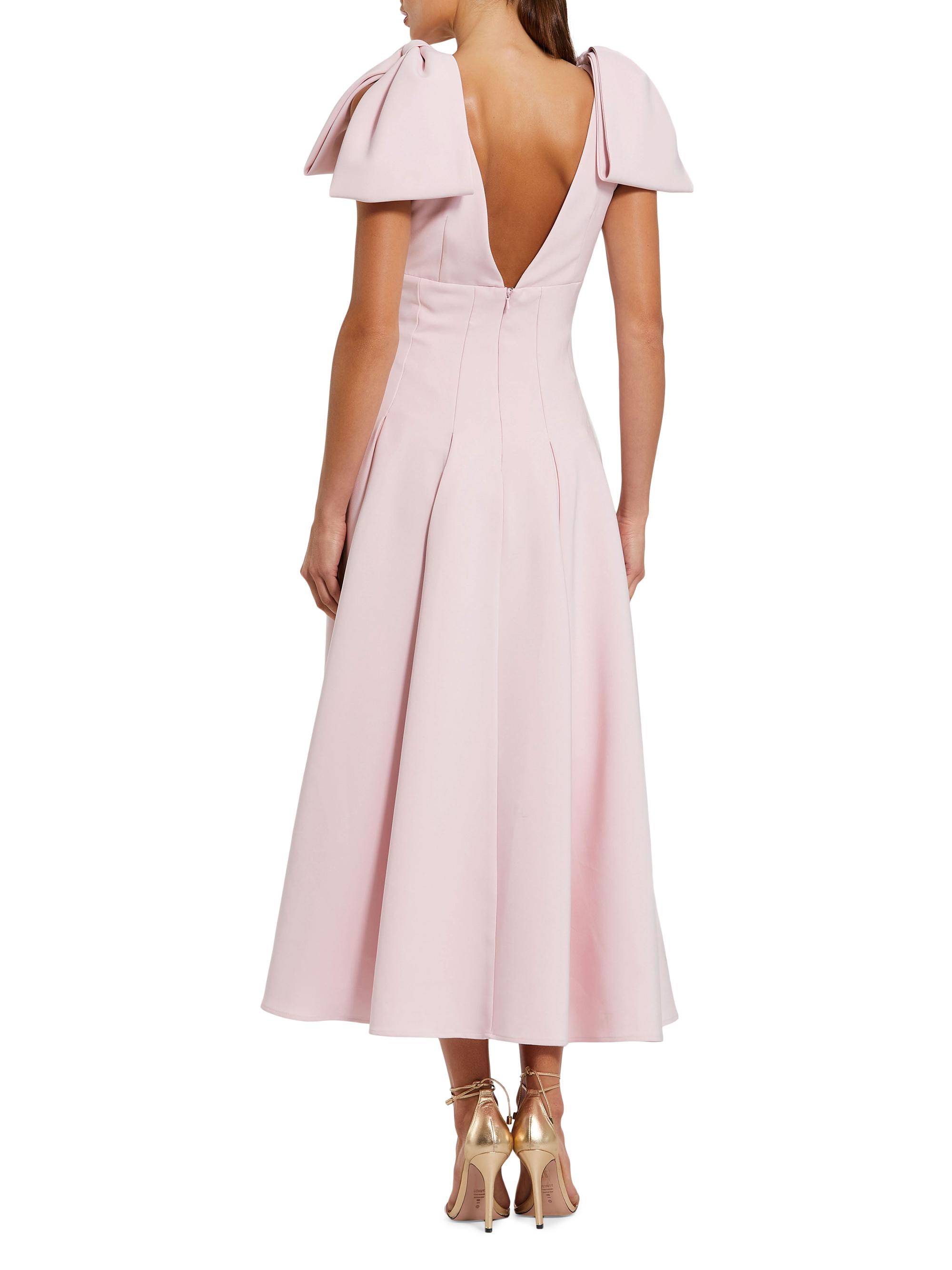 Mac Duggal Women's Crepe A Line With Bow Straps Midi Dress - Pink - Size 8 - Blush