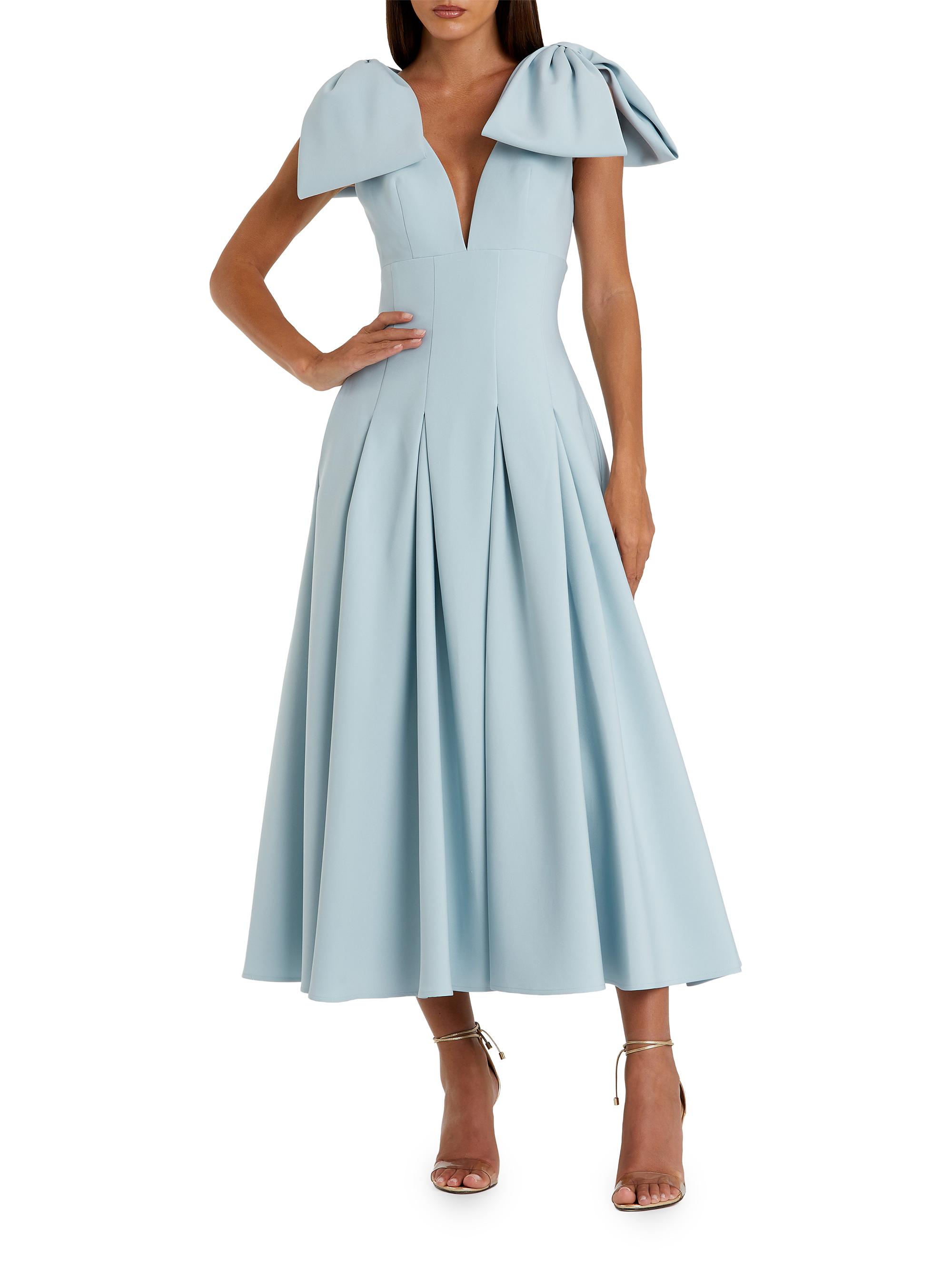 Mac Duggal Women's Ieena Crêpe Bow-Strap A-Line Cocktail Dress - Ice Blue