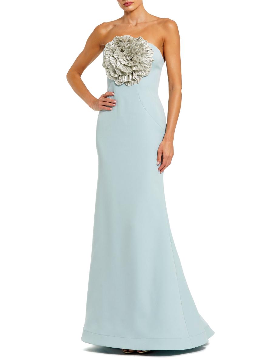 （残りわずか）Mac Duggal 3Dサテンフラワー付きドレス Mac Duggal Crêpe 3D Rhinestone Flower Strapless Gown | Saks