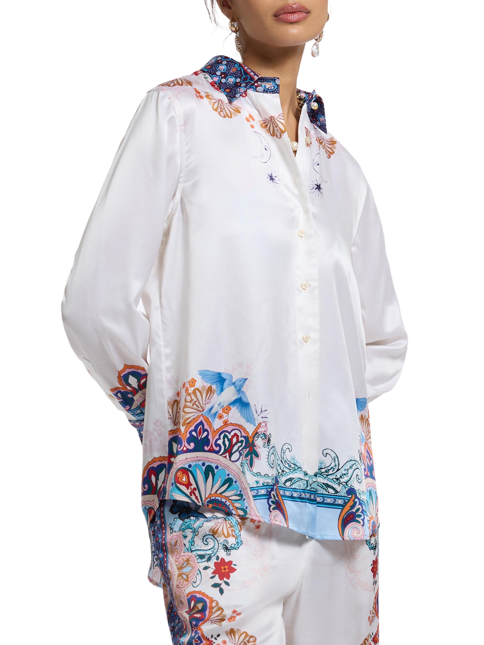 Robert Graham Women's Carrie Paisley Silk-Blend Charmeuse Shirt - Cream