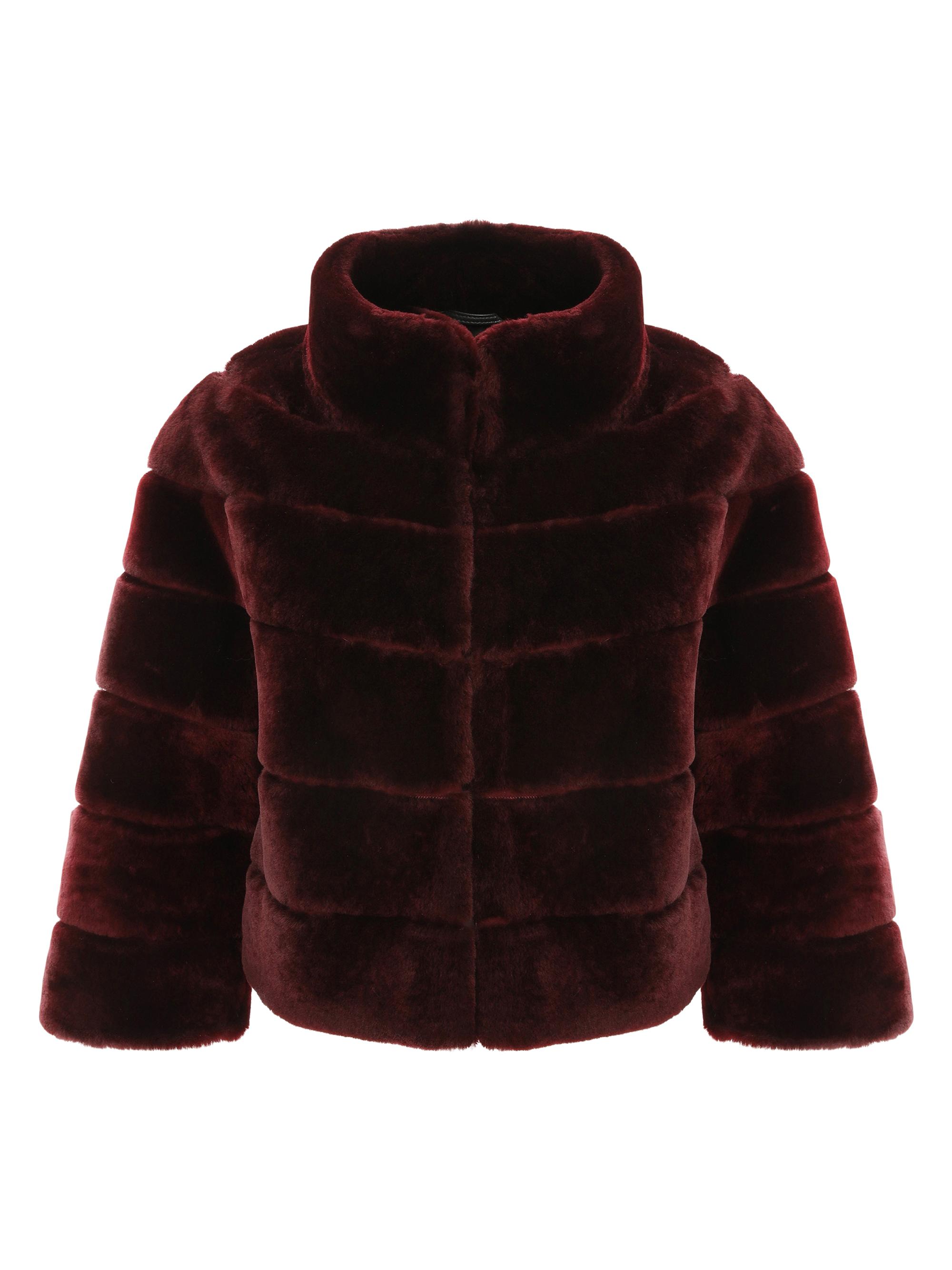 Gorski Women's Shearling Lamb Bolero Coat - Burgundy