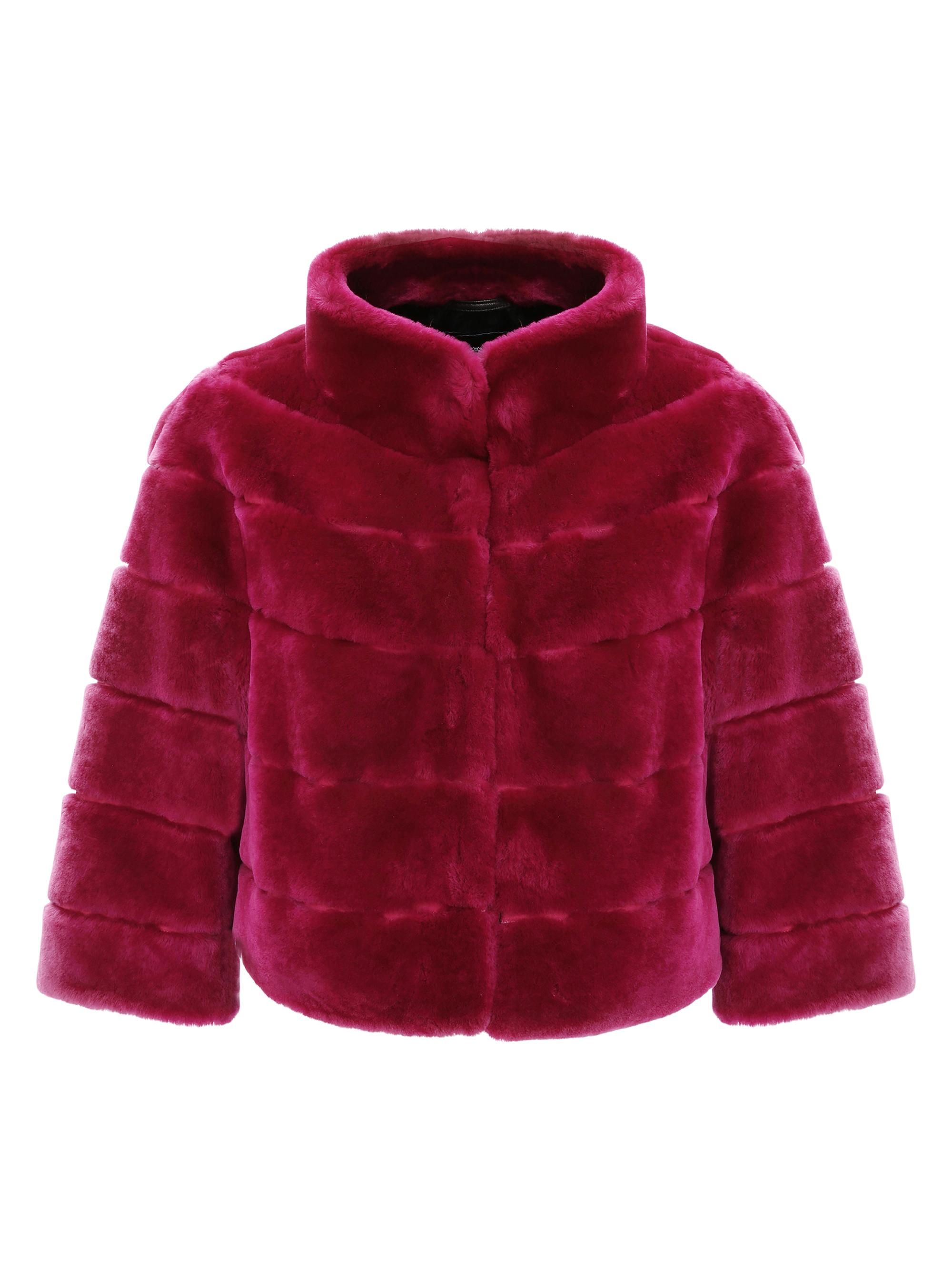 Gorski Women's Shearling Lamb Bolero Coat - Magenta