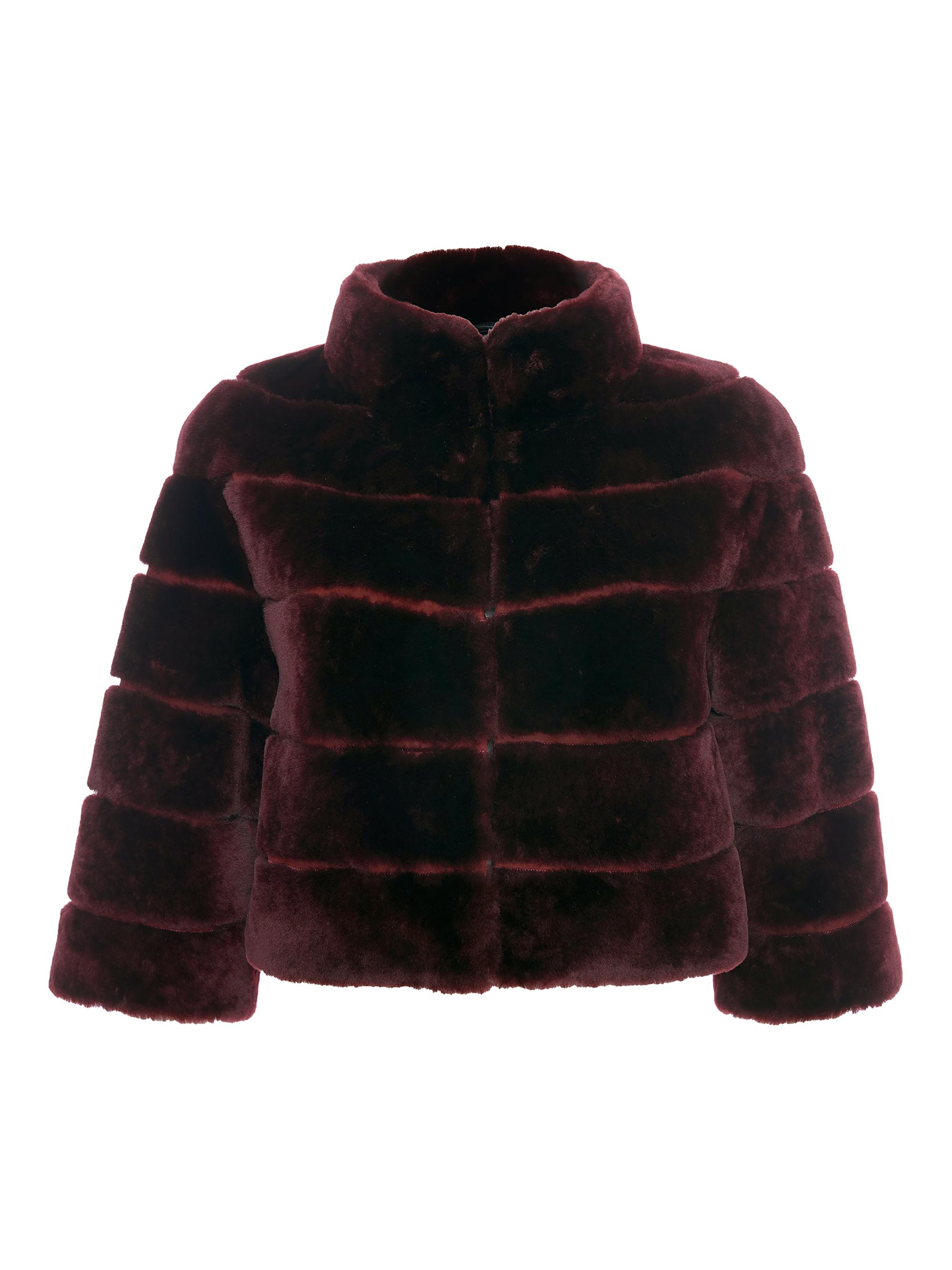 Gorski Women's Shearling Lamb Bolero Coat - Wine