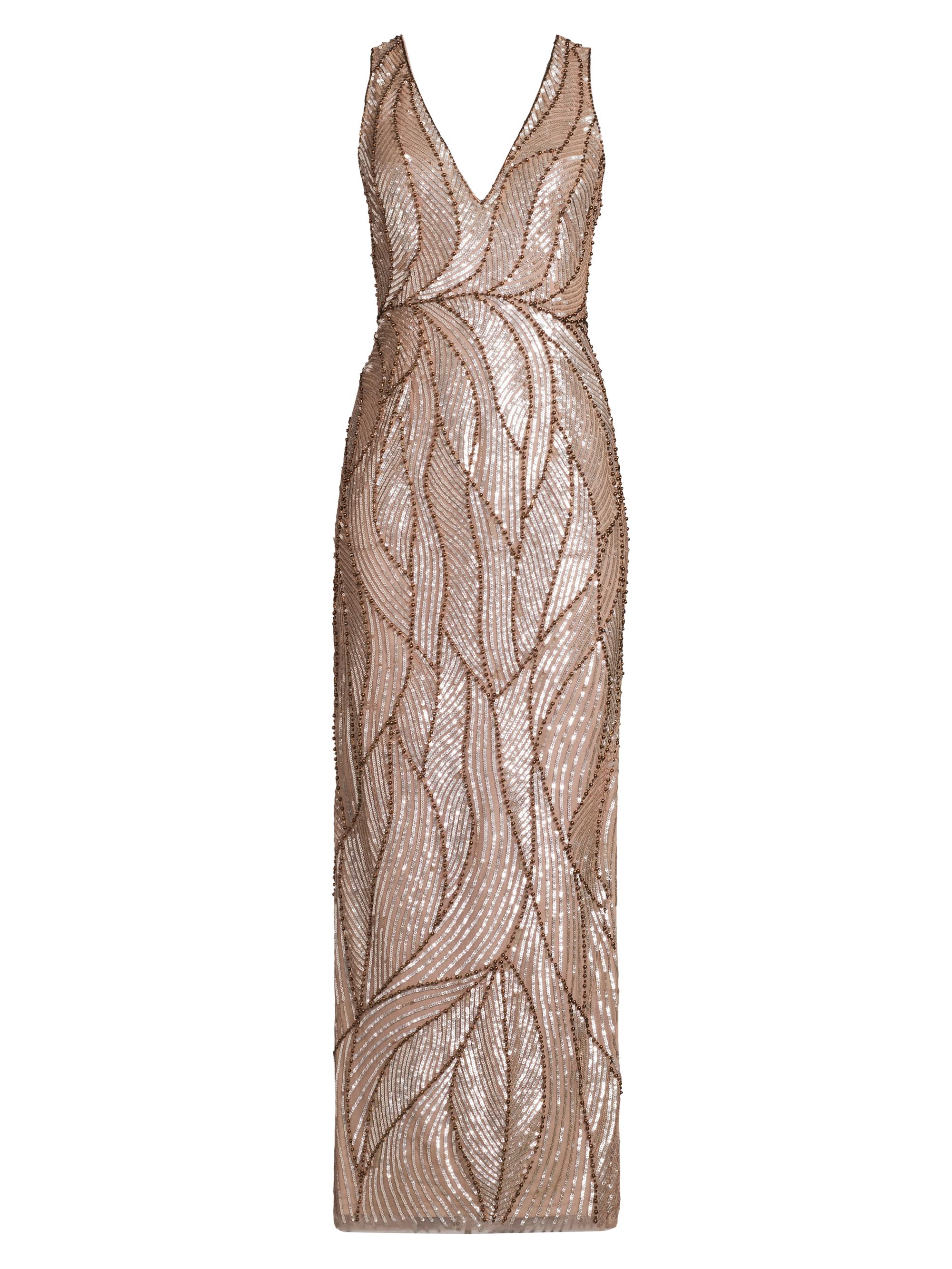 Aidan Mattox Women's Embellished V-Neck Column Gown - Rose Gold