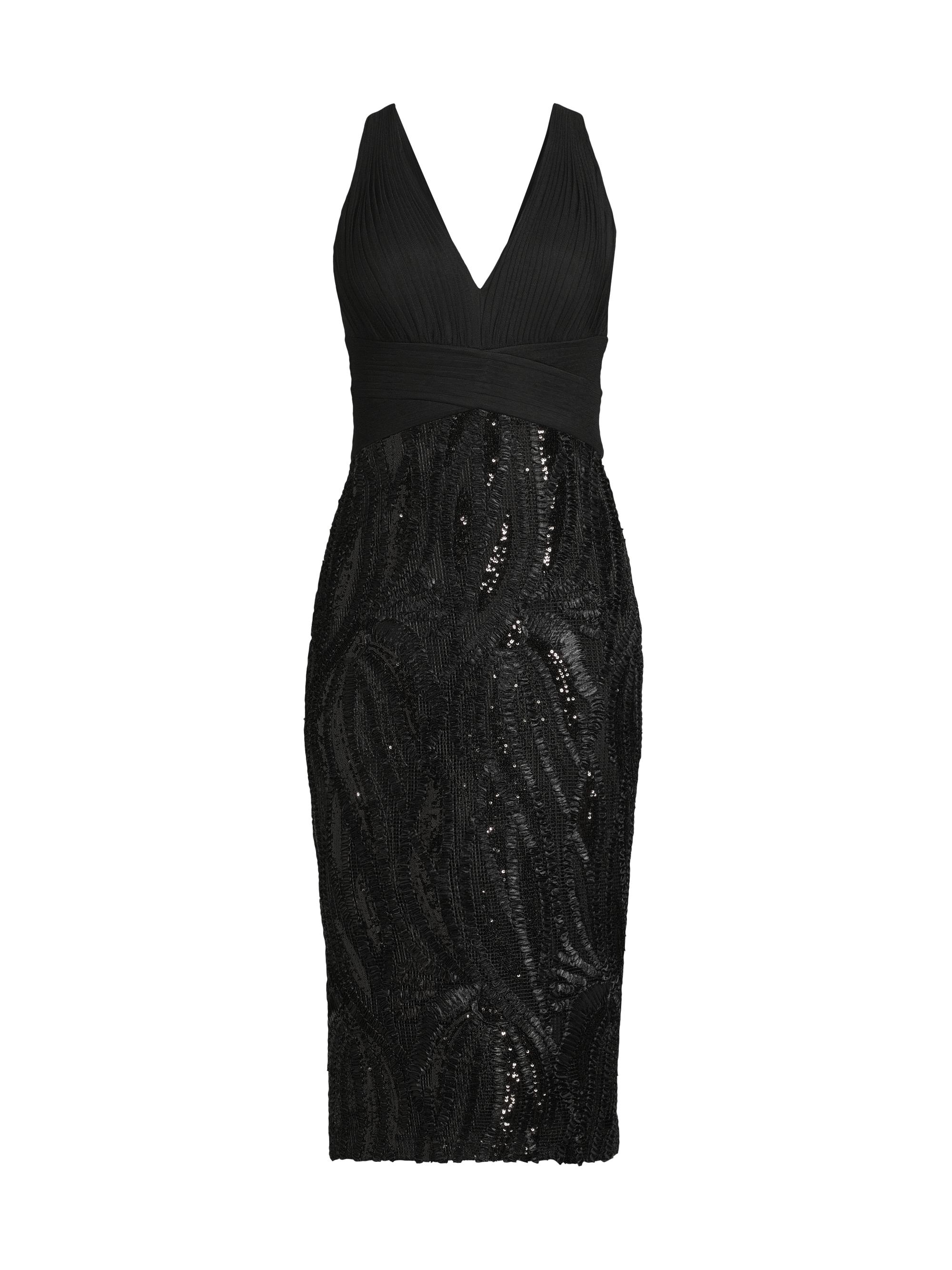 Aidan Mattox Women's Embellished Mix Media Sheath Cocktail Dress - Black