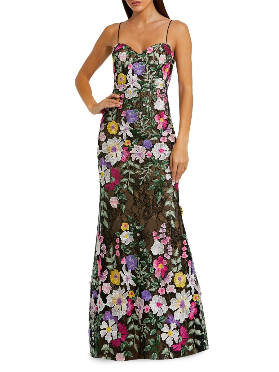 Mac Duggal Women's Prom Floral Embroidered Bustier Gown In Multi