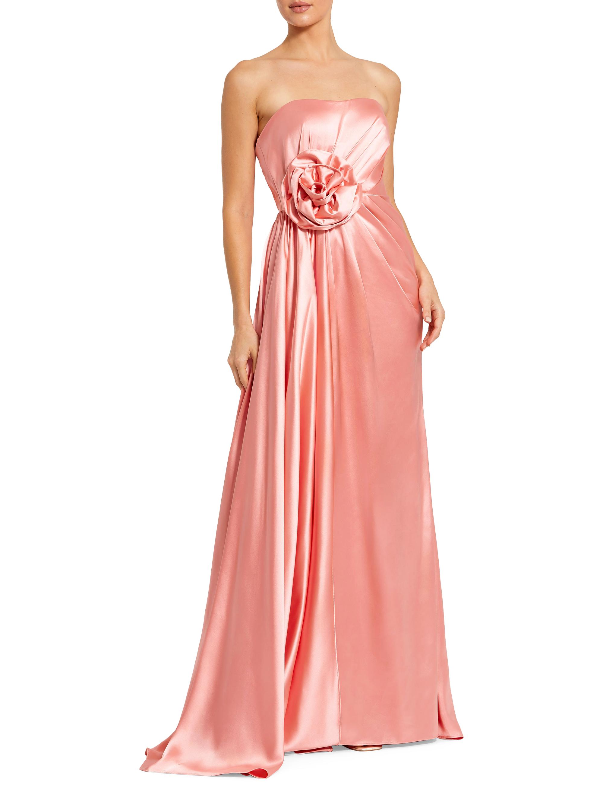 Mac Duggal Women's Prom Embellished Satin Strapless Gown - Coral