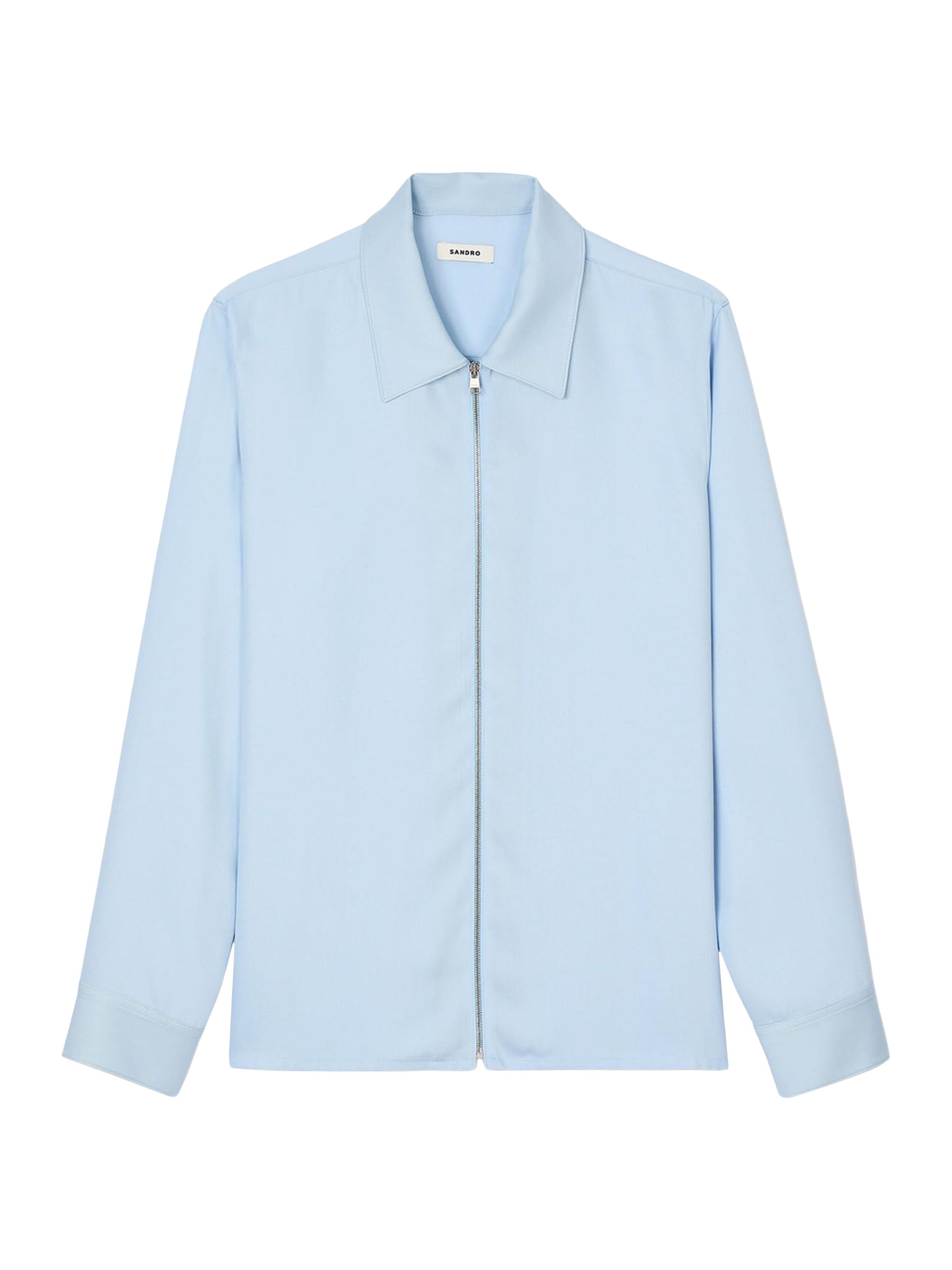 Sandro Men's Zip-Up Shirt - Midnight Blue