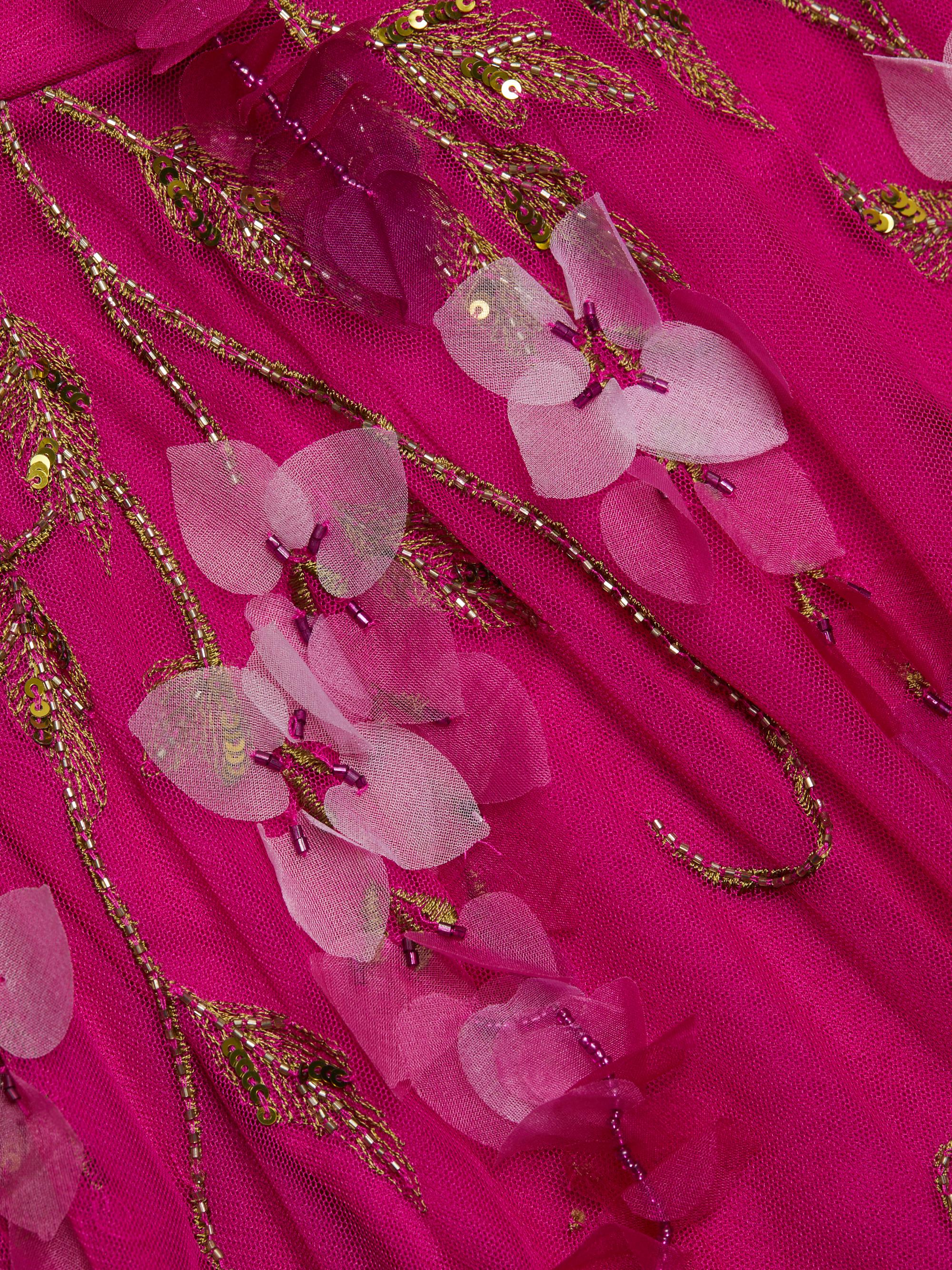 Theia Giana Floral-Appliquéd & Beaded A-Line Gown | Saks Fifth Avenue