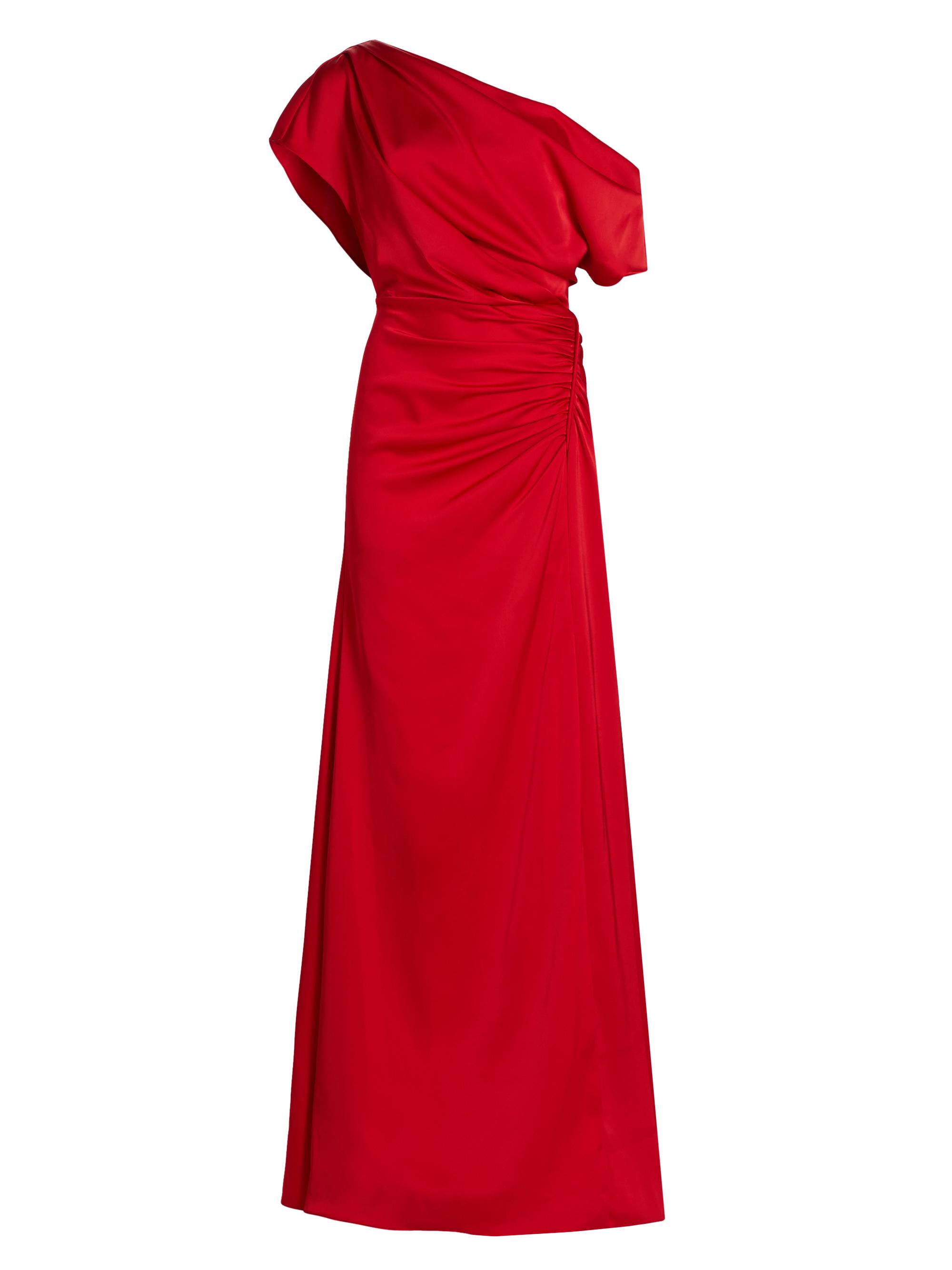 Theia Women's Kacey Ruched Asymmetrical Gown - Odyssey Grey