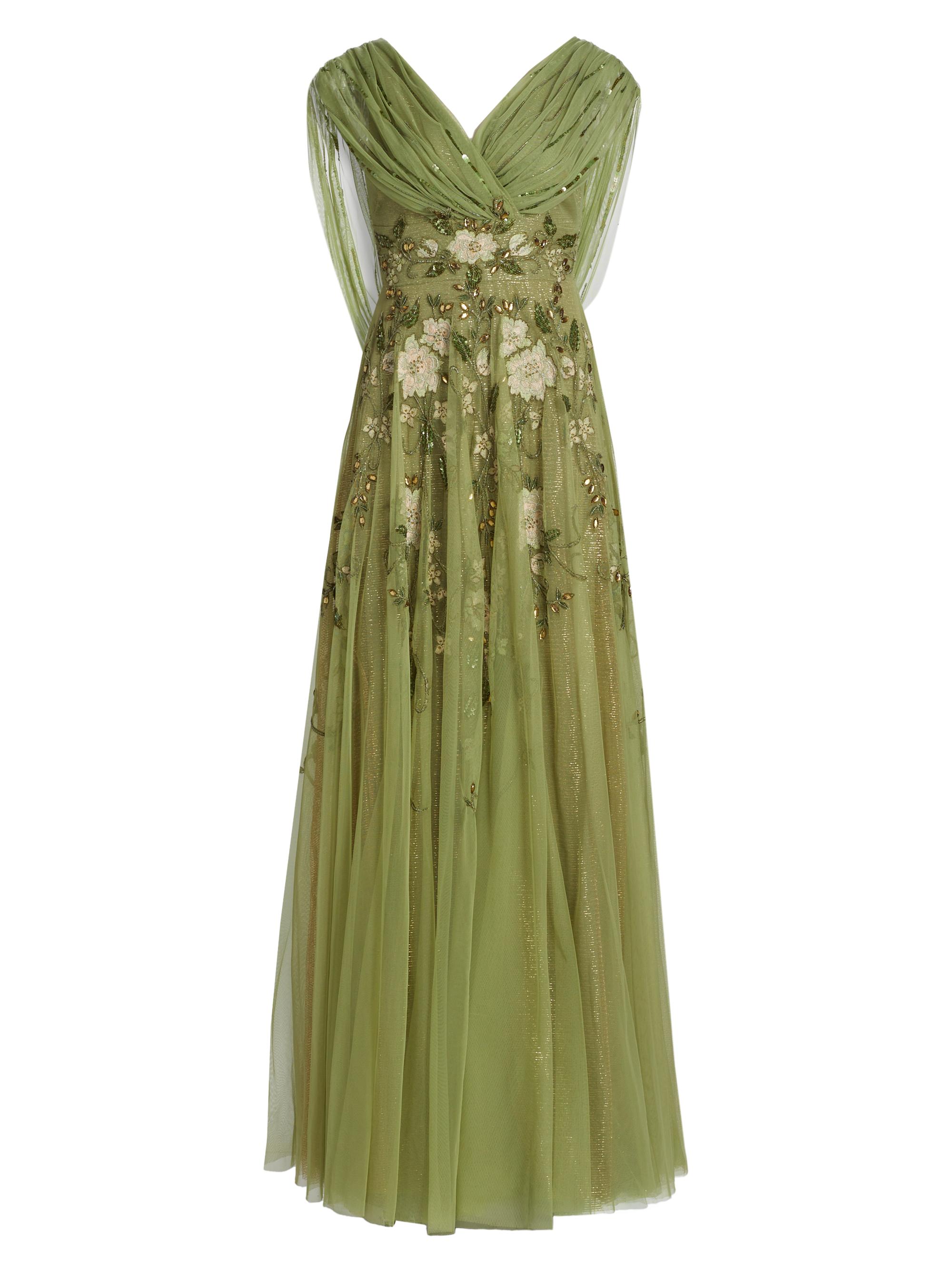 Theia Women's Jenna Beaded Gown - Lilypad Green