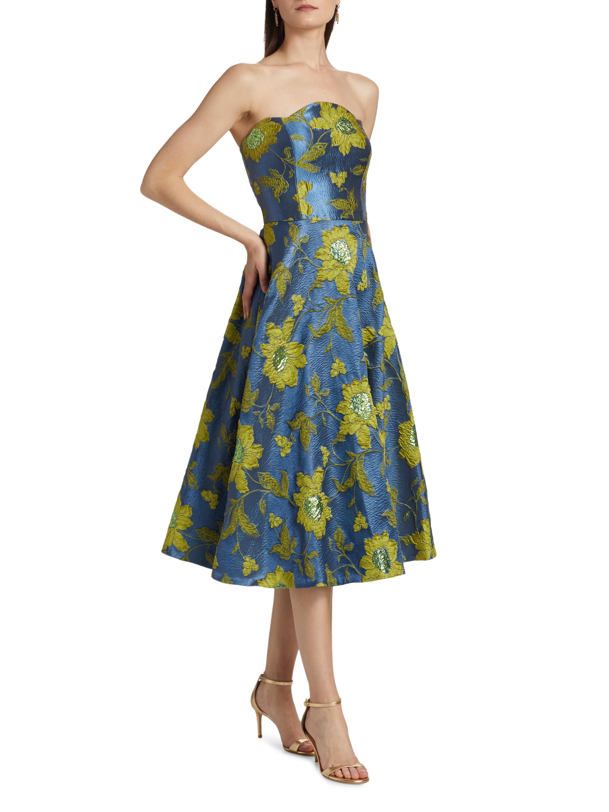 Theia Dara Jacquard Bandeau A-Line Cocktail Dress | Saks Fifth Avenue