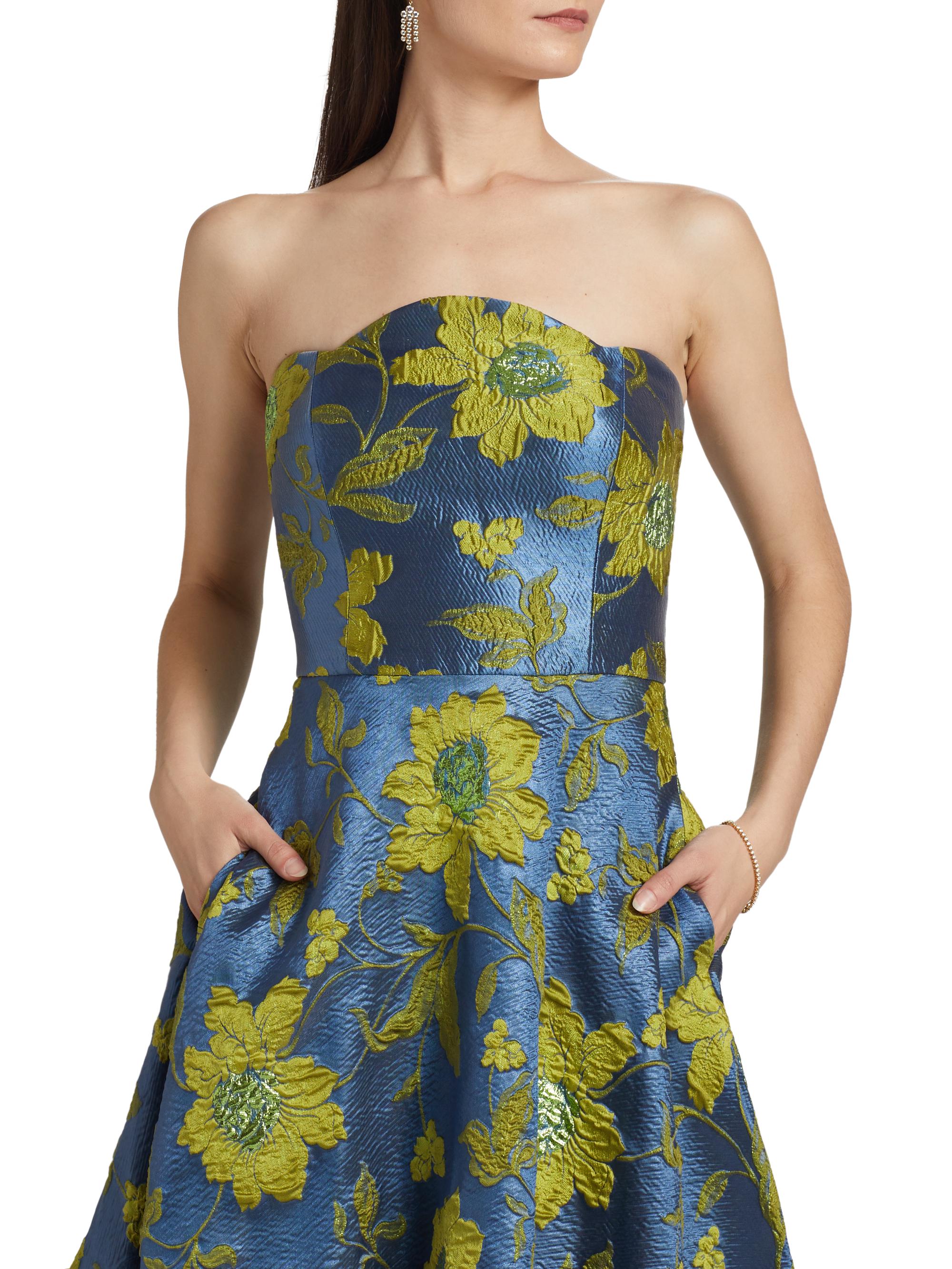 Theia Dara Jacquard Bandeau A-Line Cocktail Dress | Saks Fifth Avenue
