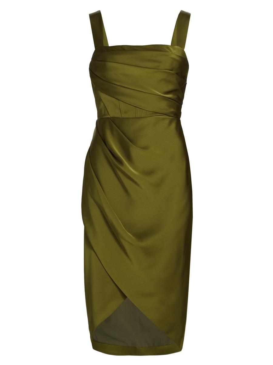 Theia Women's Genevive Draped Satin Cocktail Dress In Green