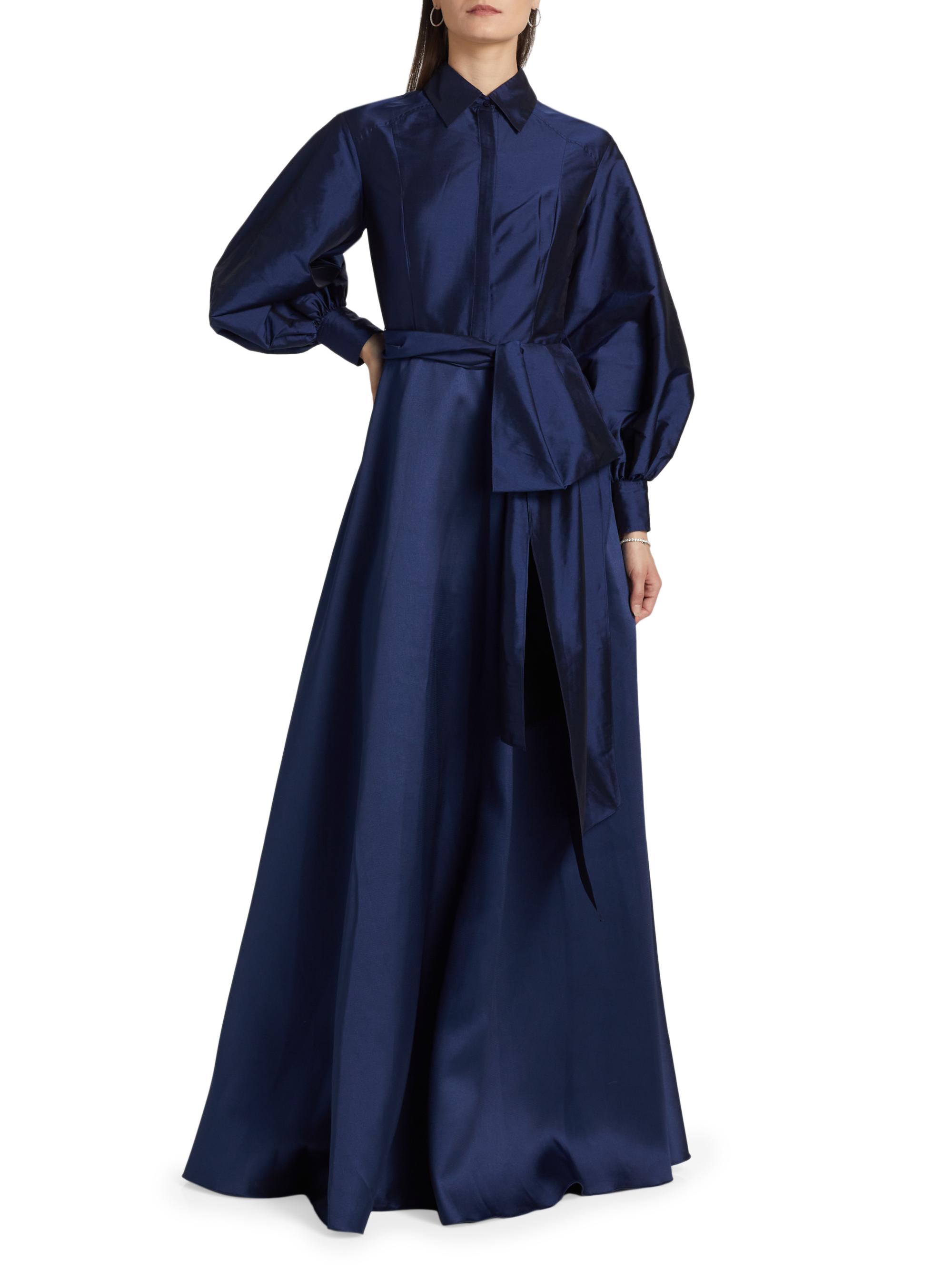 Theia Frieda Taffeta Shirtdress Gown | Saks Fifth Avenue