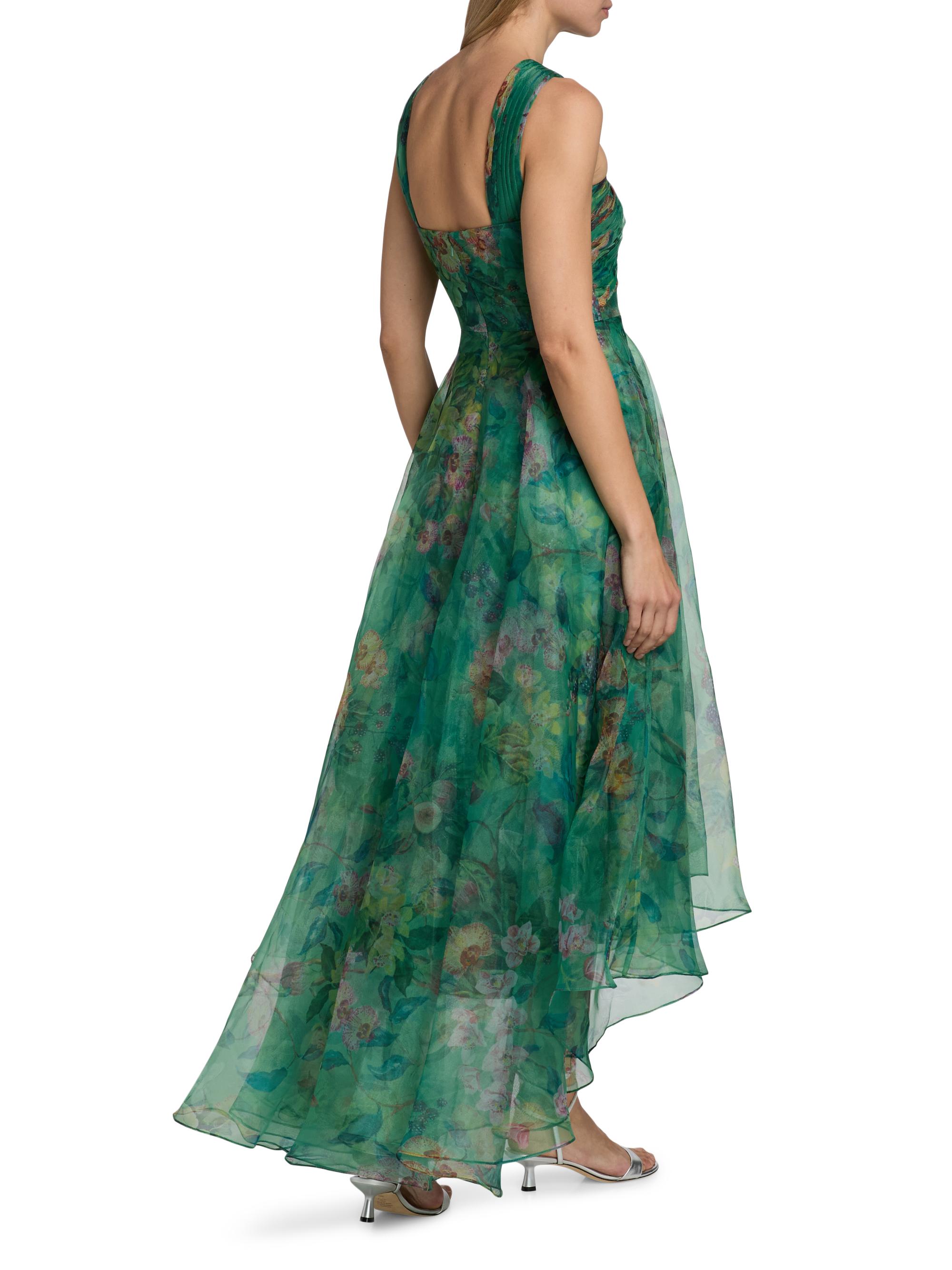 Theia Luana Floral Organza High-Low Gown | Saks Fifth Avenue